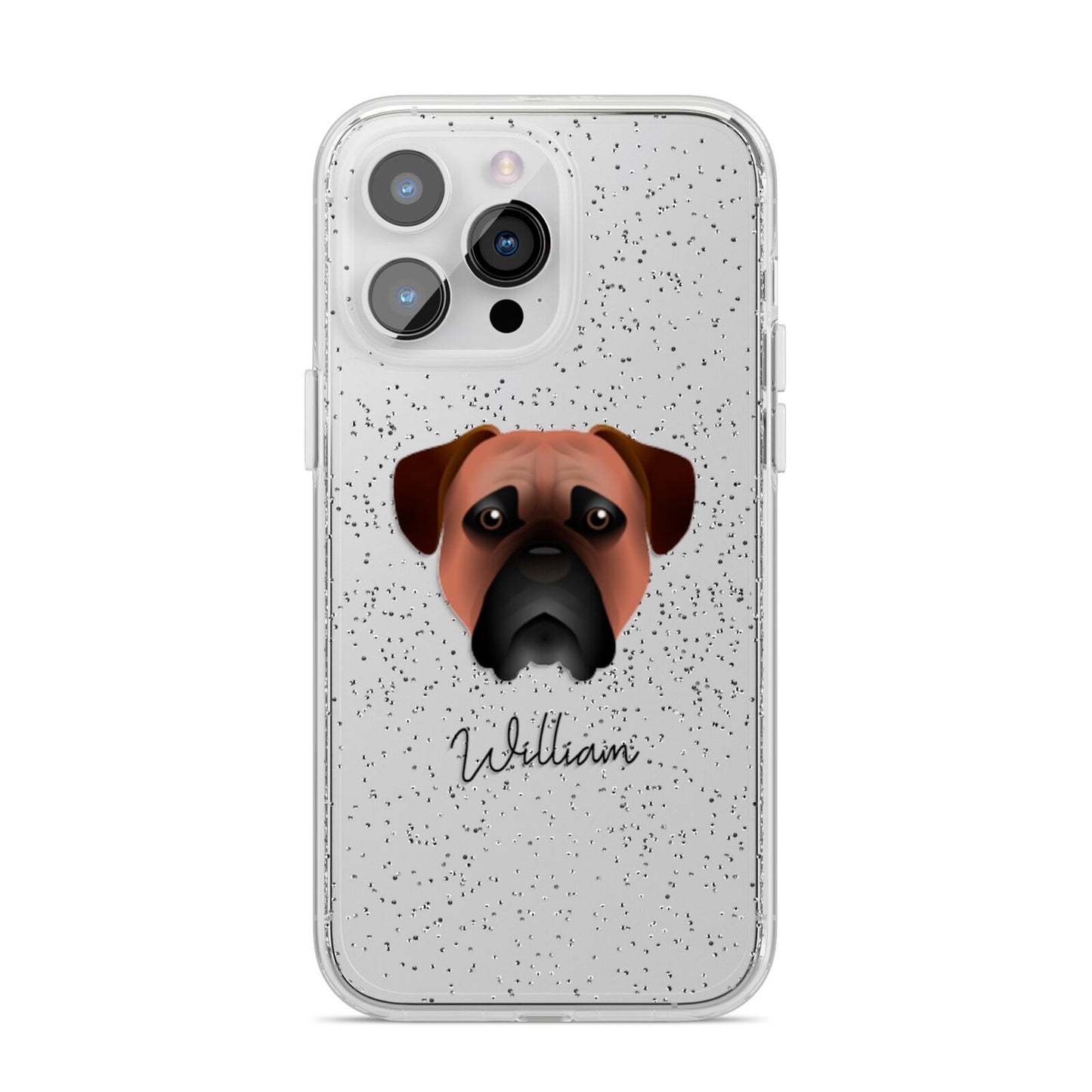 Bullmastiff Personalised iPhone 14 Pro Max Glitter Tough Case Silver