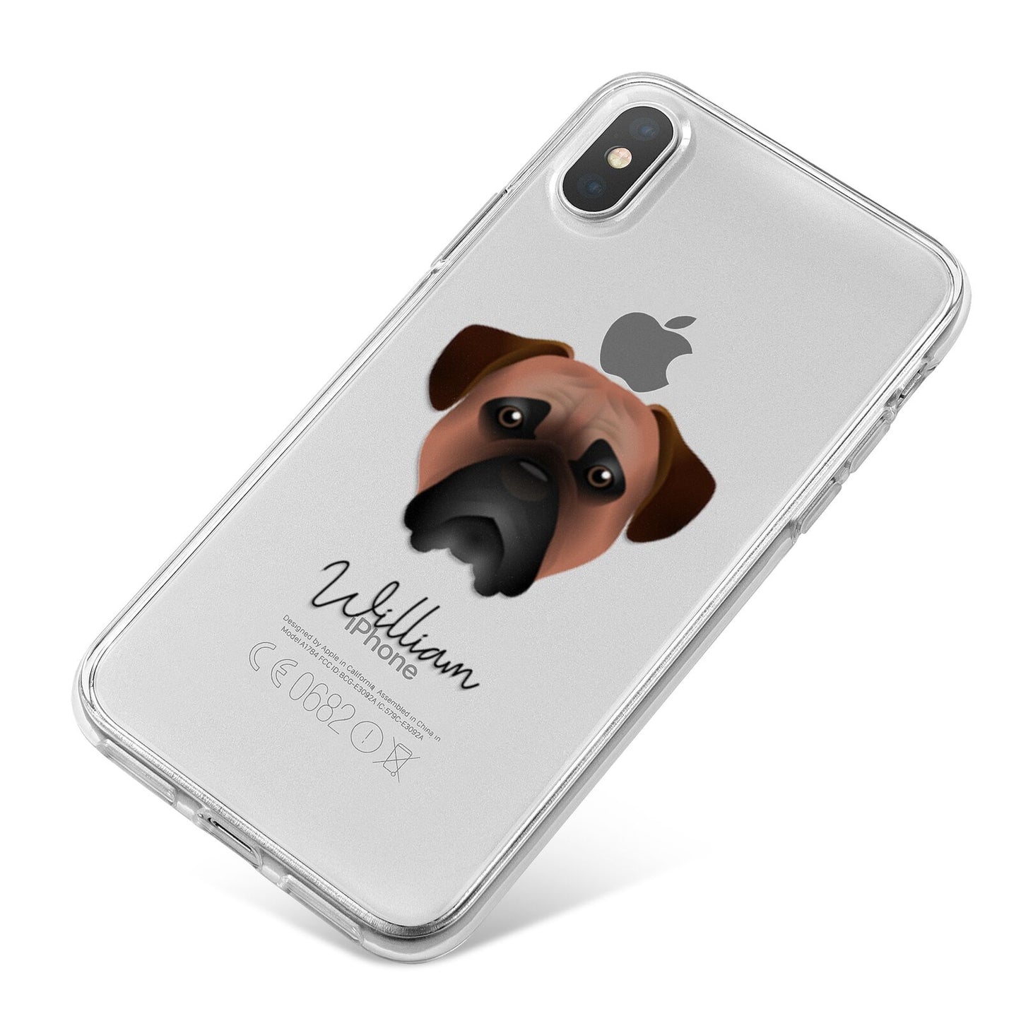 Bullmastiff Personalised iPhone X Bumper Case on Silver iPhone