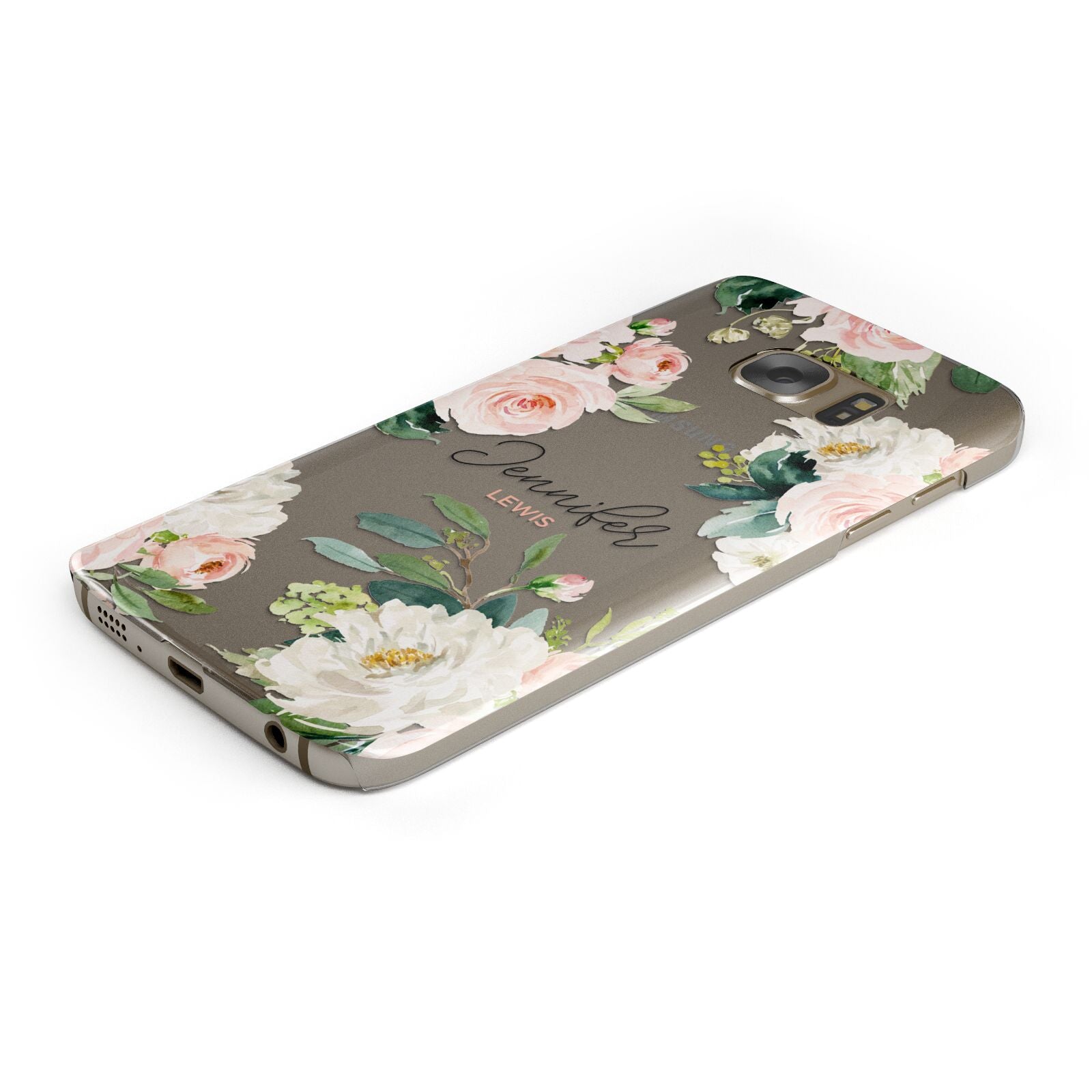 Bunches of Roses Personalised Names Protective Samsung Galaxy Case Angled Image