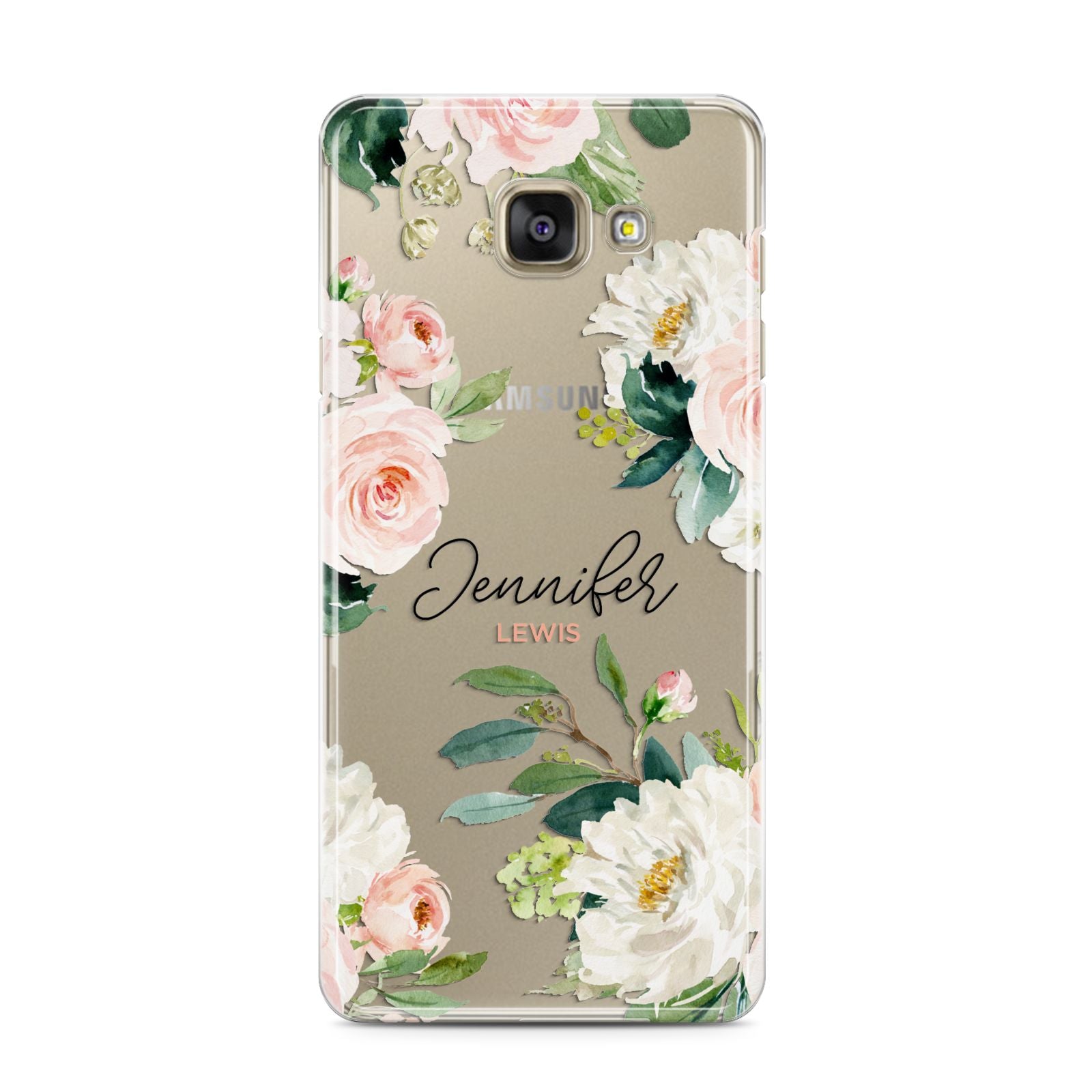 Bunches of Roses Personalised Names Samsung Galaxy A3 2016 Case on gold phone