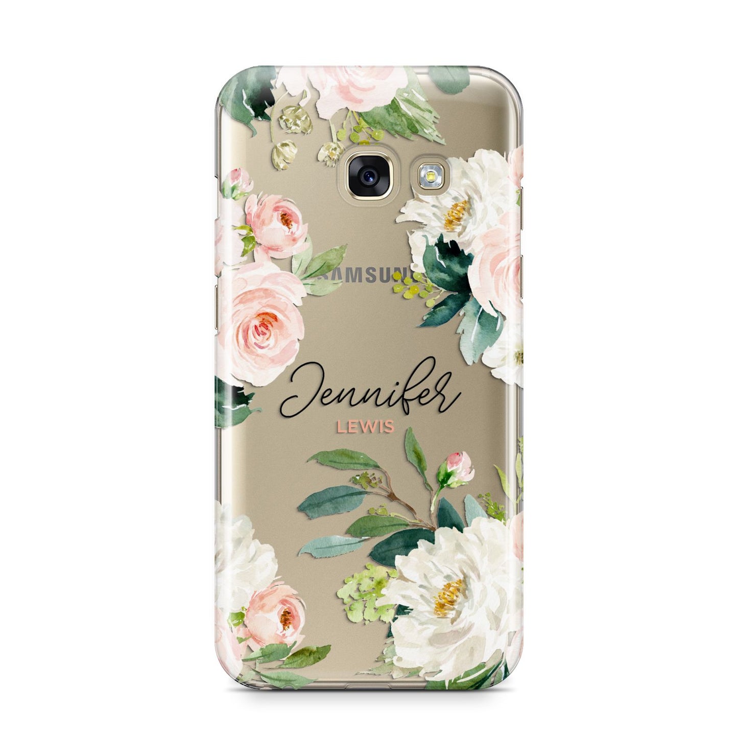 Bunches of Roses Personalised Names Samsung Galaxy A3 2017 Case on gold phone