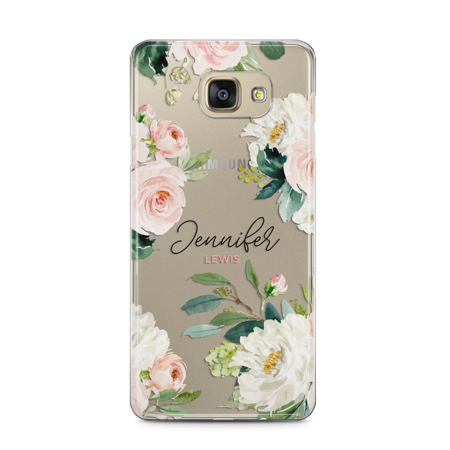 Bunches of Roses Personalised Names Samsung Galaxy A5 2016 Case on gold phone