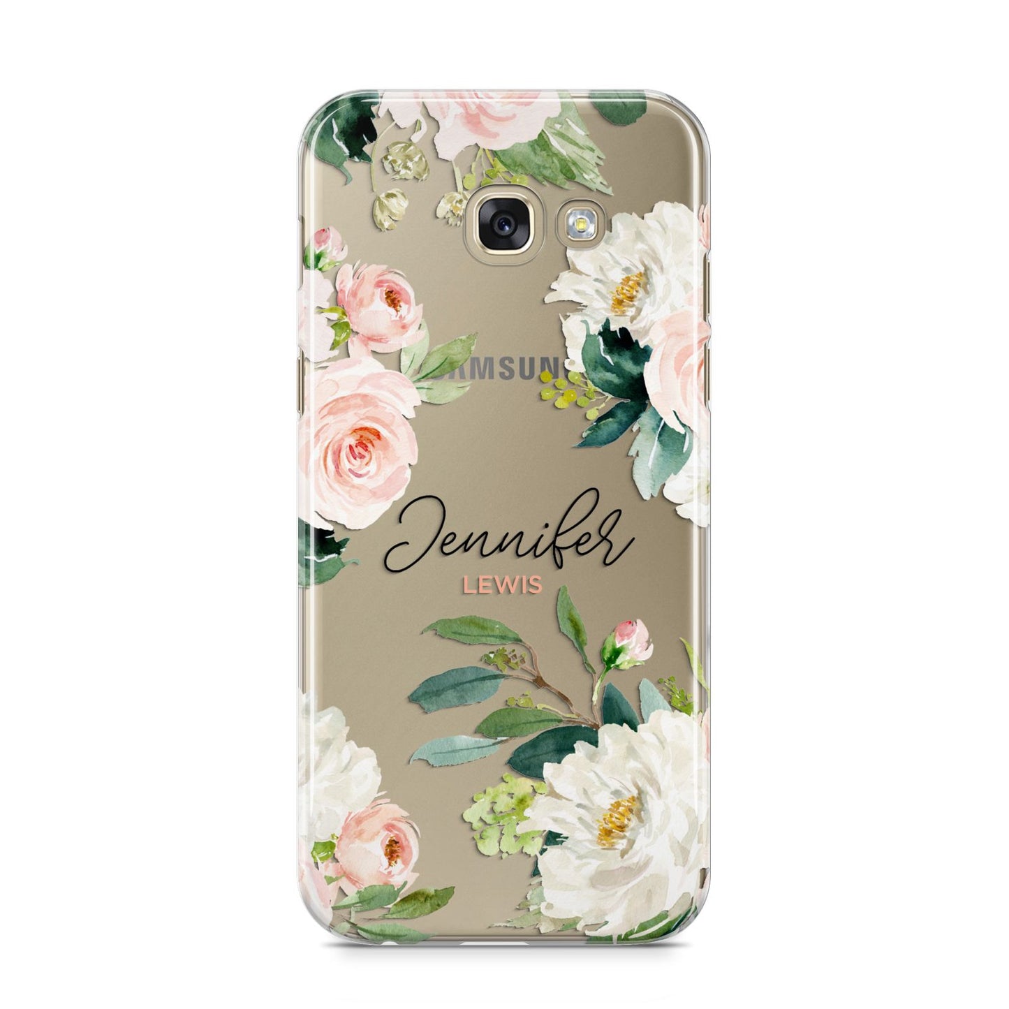 Bunches of Roses Personalised Names Samsung Galaxy A5 2017 Case on gold phone