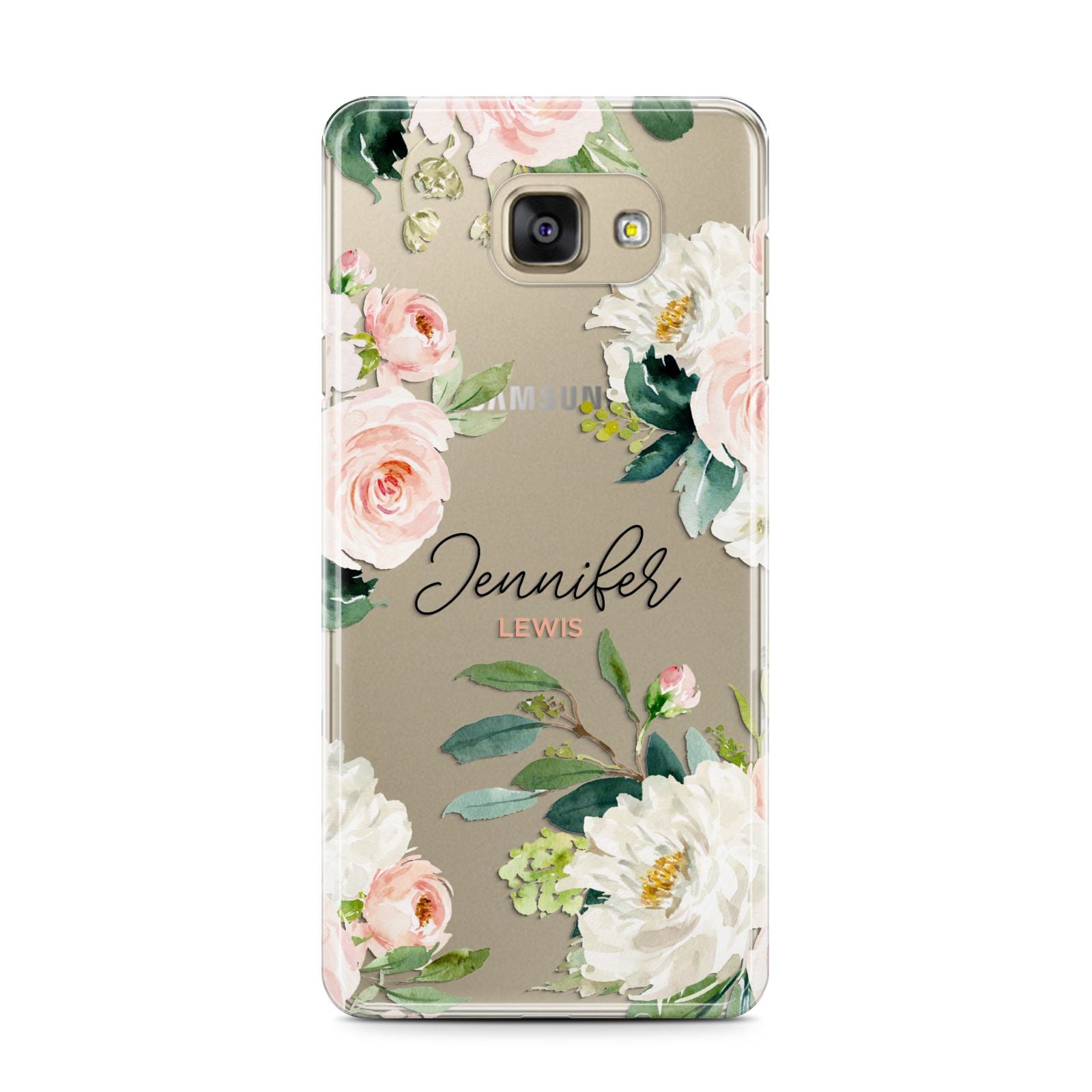 Bunches of Roses Personalised Names Samsung Galaxy A7 2016 Case on gold phone