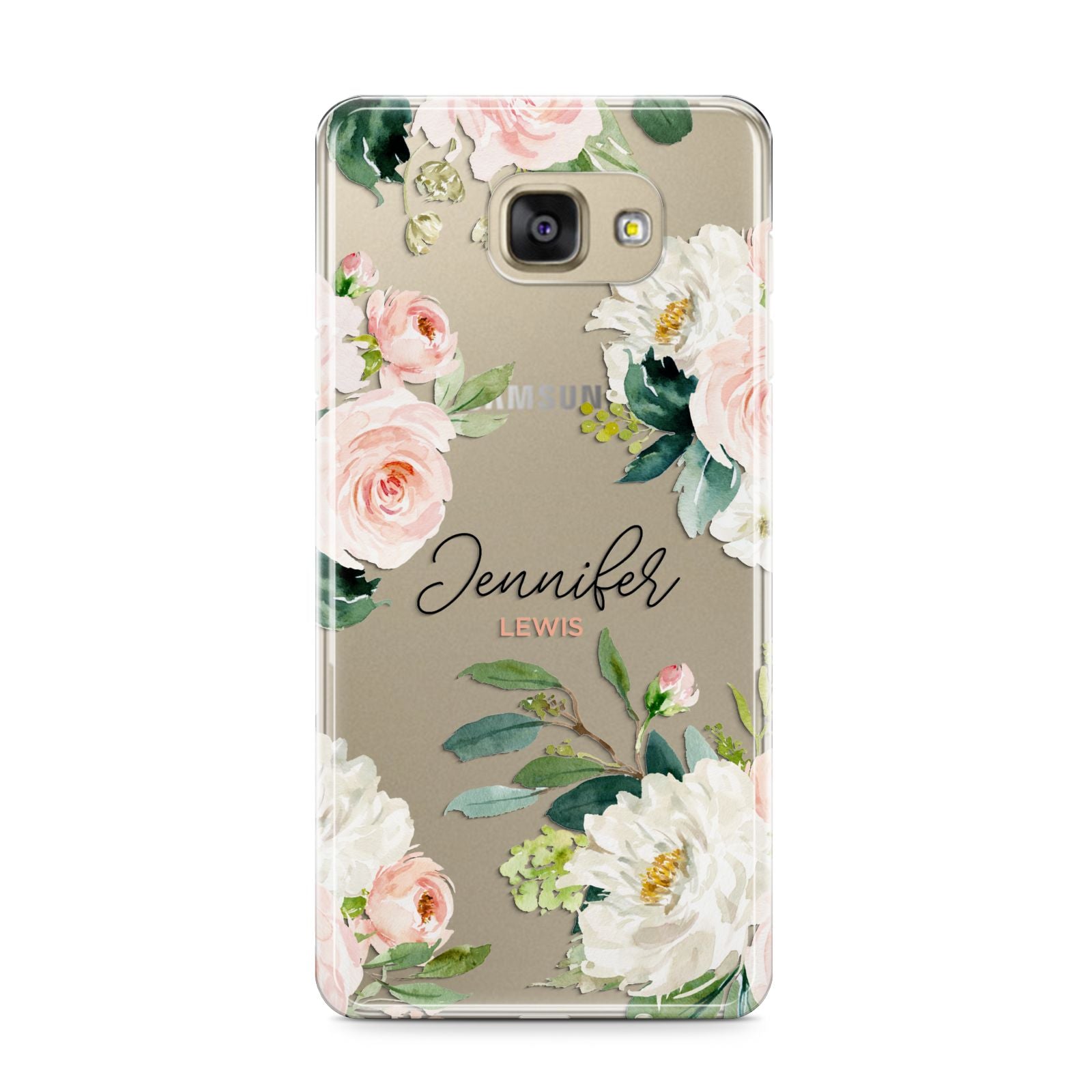 Bunches of Roses Personalised Names Samsung Galaxy A9 2016 Case on gold phone