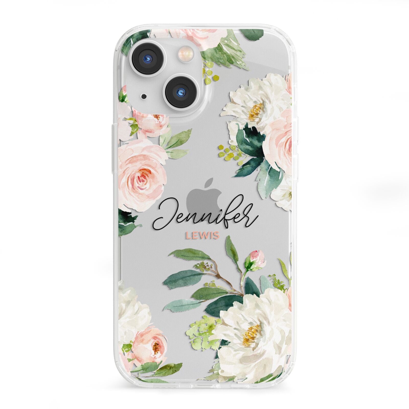 Bunches of Roses Personalised Names iPhone 13 Mini Clear Bumper Case