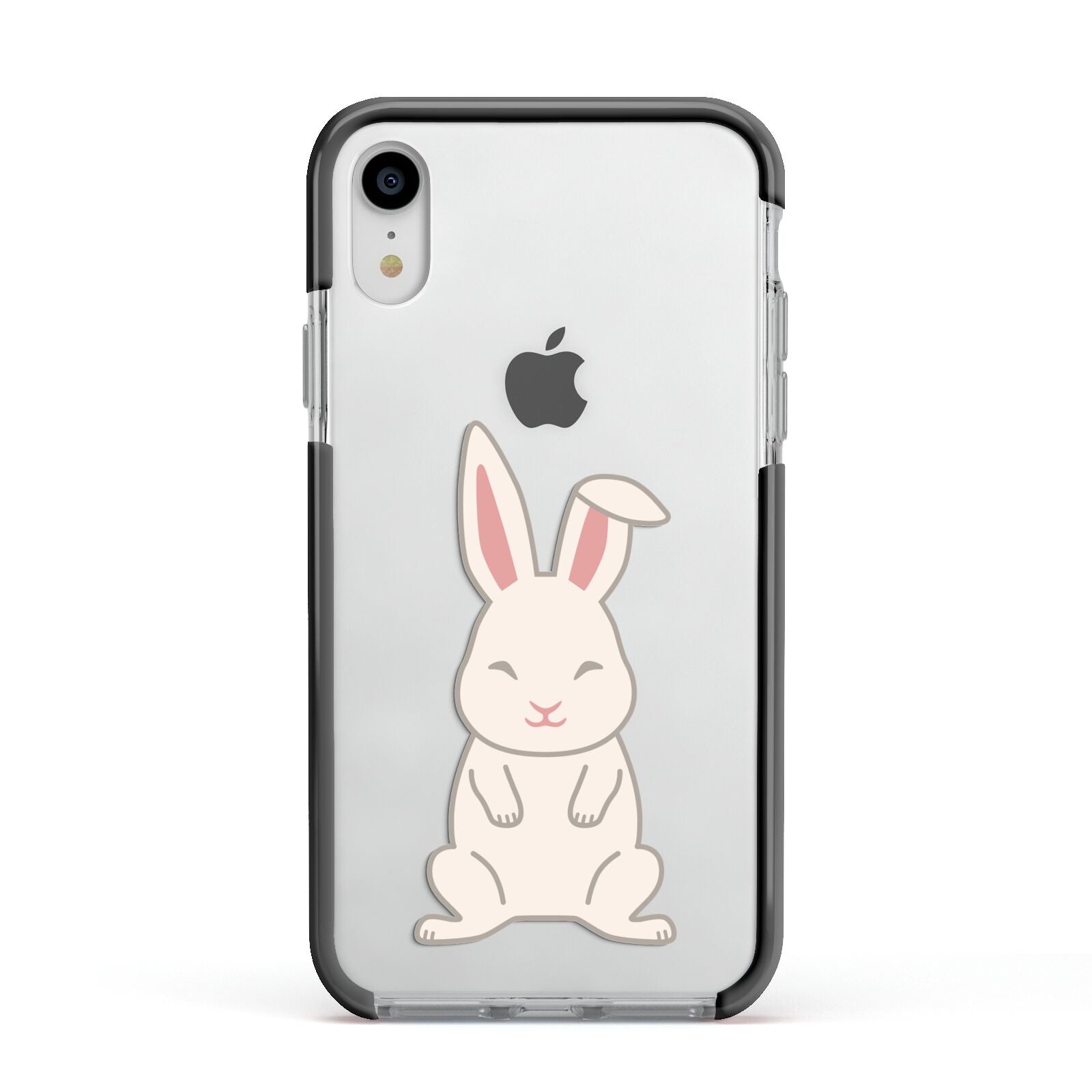 Bunny Apple iPhone XR Impact Case Black Edge on Silver Phone