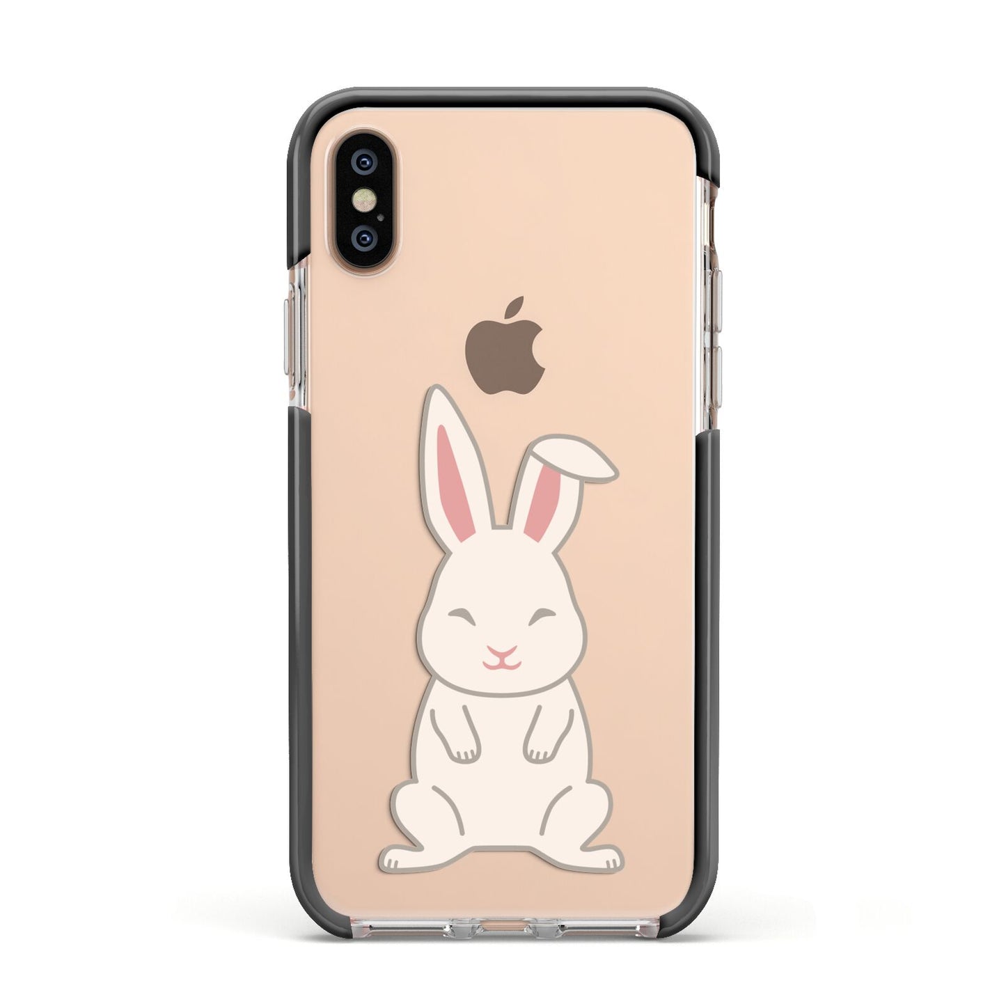 Bunny Apple iPhone Xs Impact Case Black Edge on Gold Phone