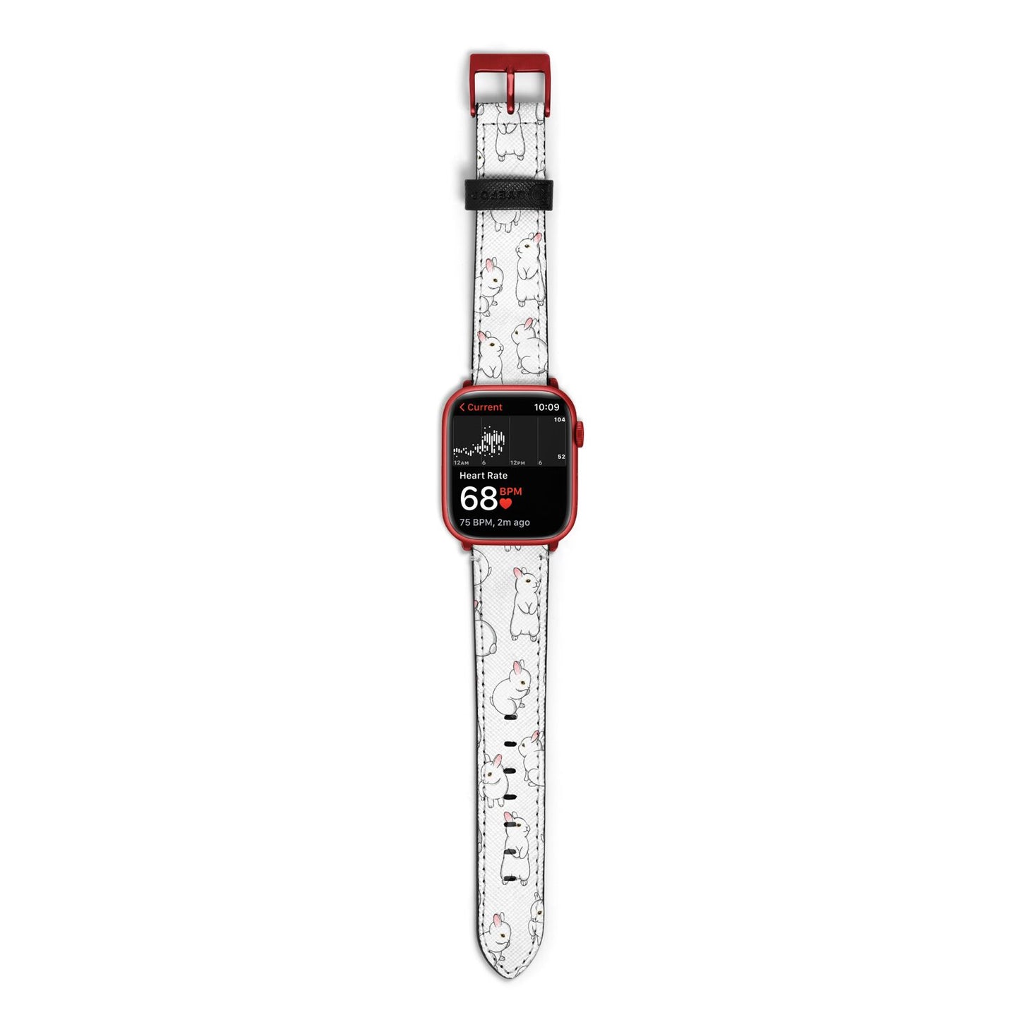 Bunny Rabbit Apple Watch Strap Size 38mm with Red Hardware