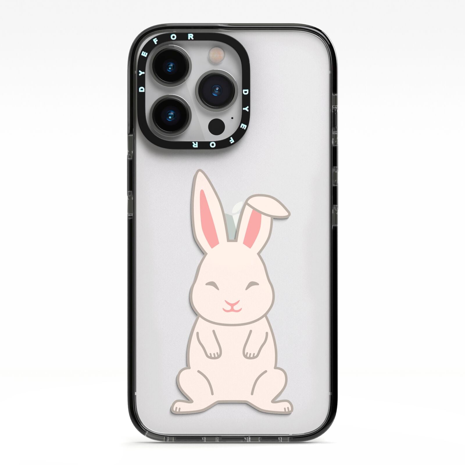 Bunny iPhone 13 Pro Black Impact Case on Silver phone