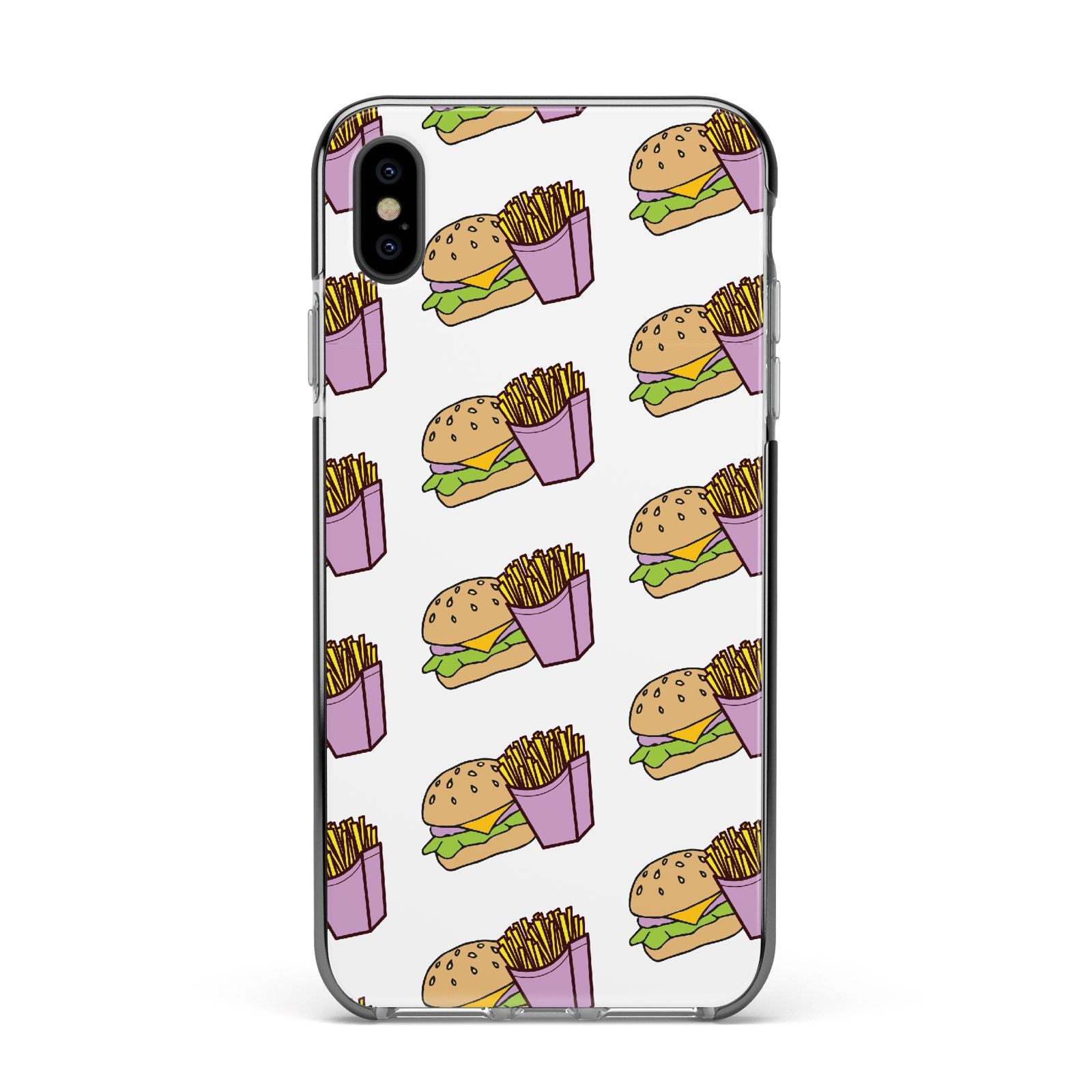 Burger Fries Fast Food Apple iPhone Xs Max Impact Case Black Edge on Black Phone