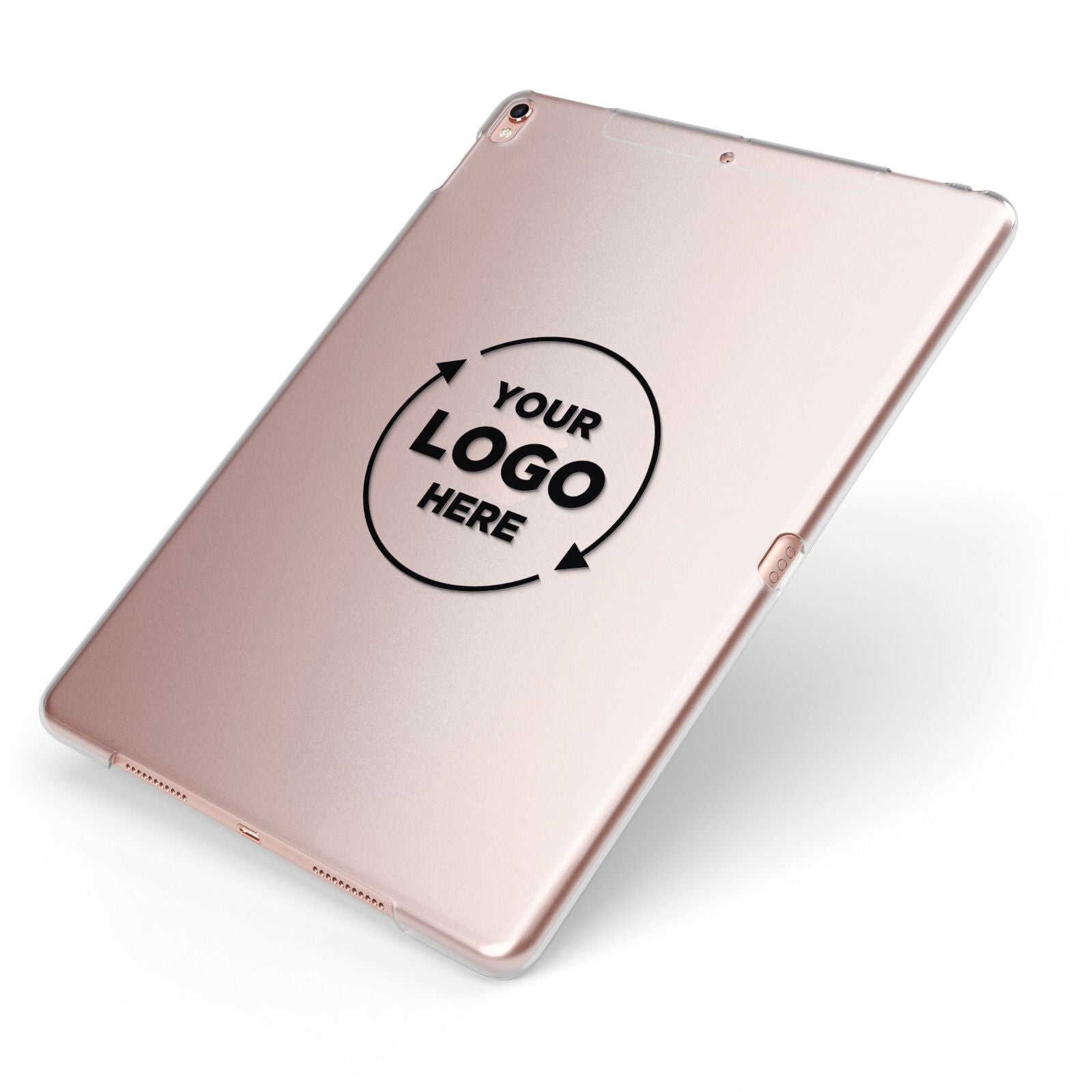 Business Logo Custom Apple iPad Case on Rose Gold iPad Side View