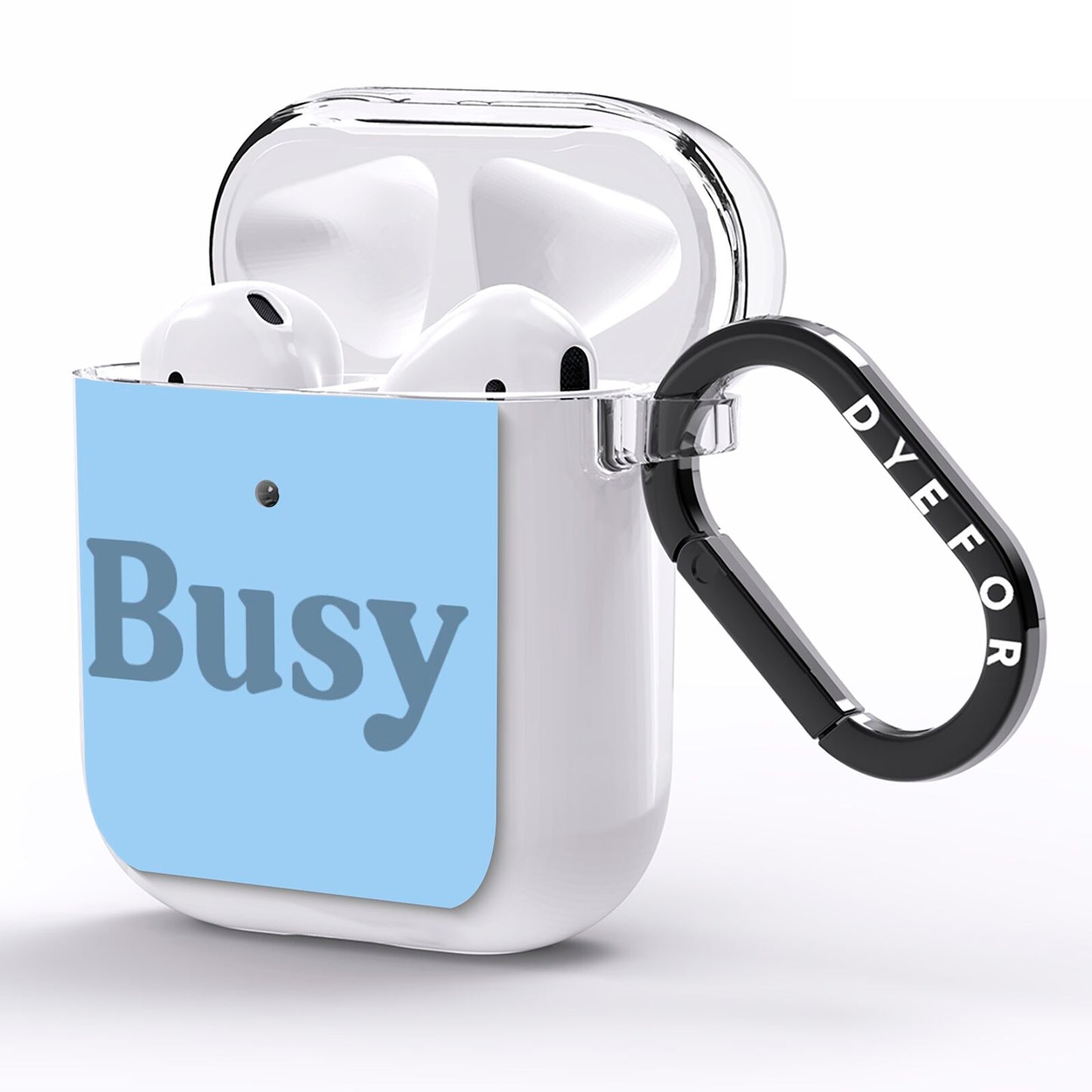 Busy Quote AirPods Clear Case Side Image