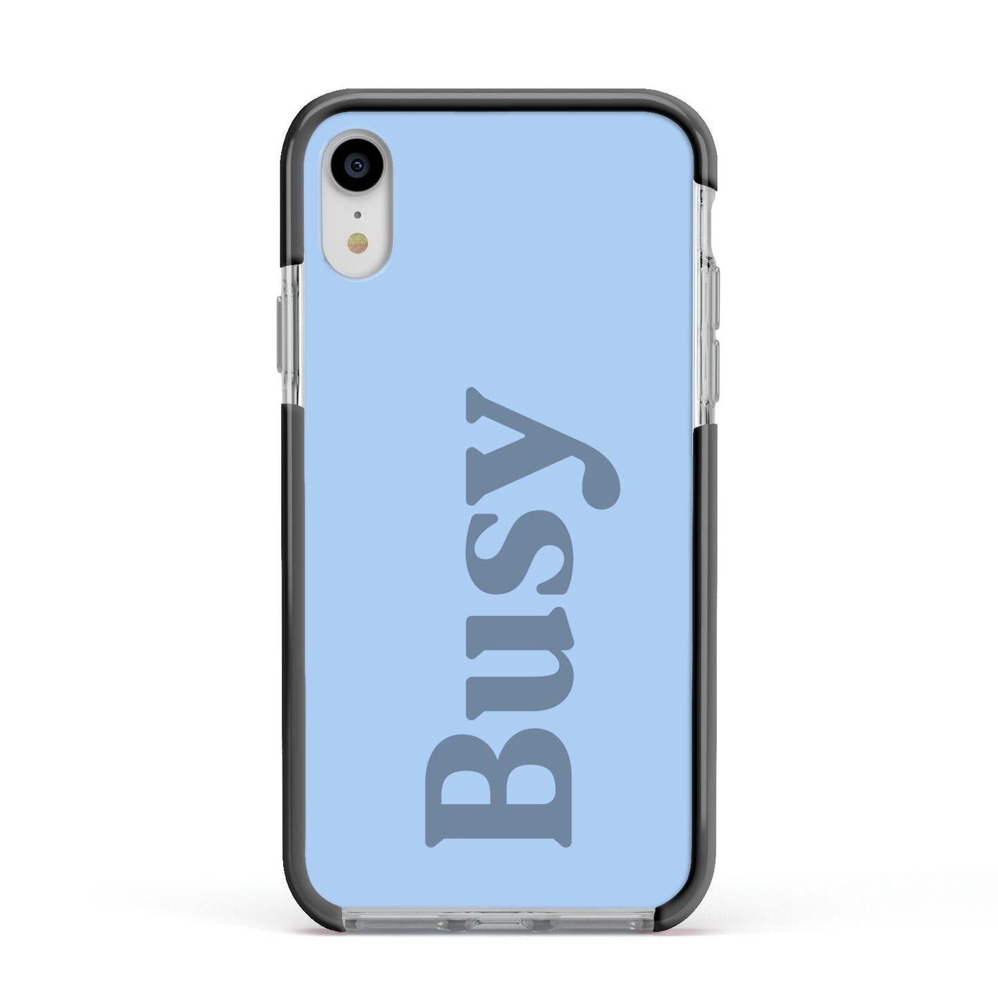 Busy Quote Apple iPhone XR Impact Case Black Edge on Silver Phone