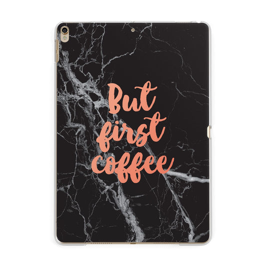 But First Coffee Black Marble Effect Apple iPad Gold Case