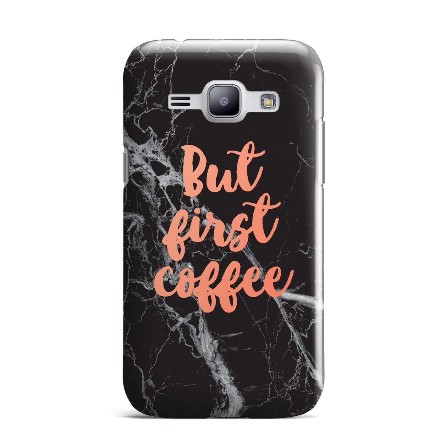 But First Coffee Black Marble Effect Samsung Galaxy J1 2015 Case