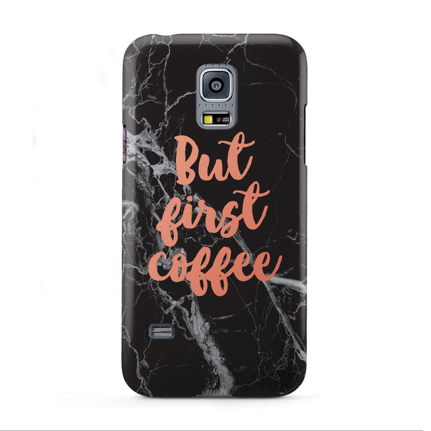 But First Coffee Black Marble Effect Samsung Galaxy S5 Mini Case