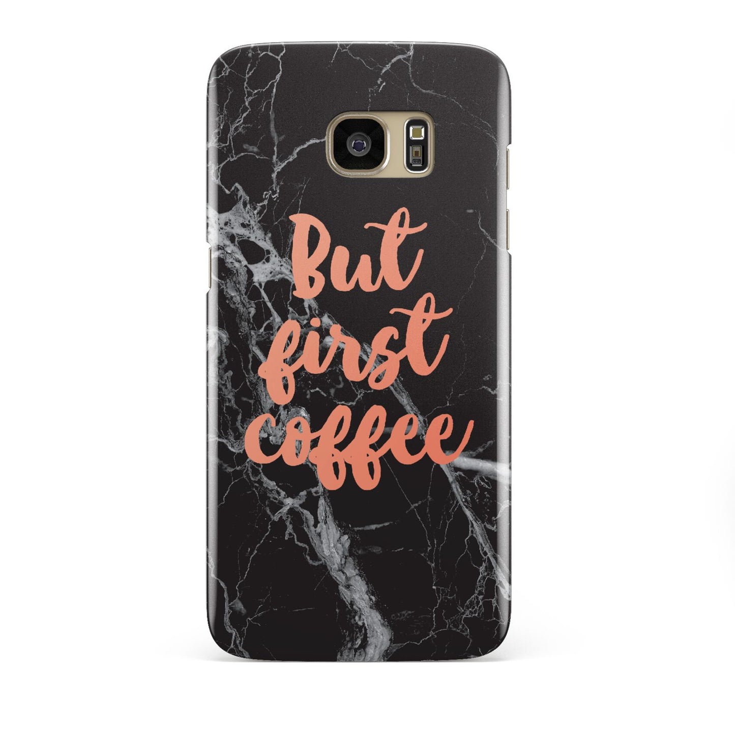 But First Coffee Black Marble Effect Samsung Galaxy S7 Edge Case