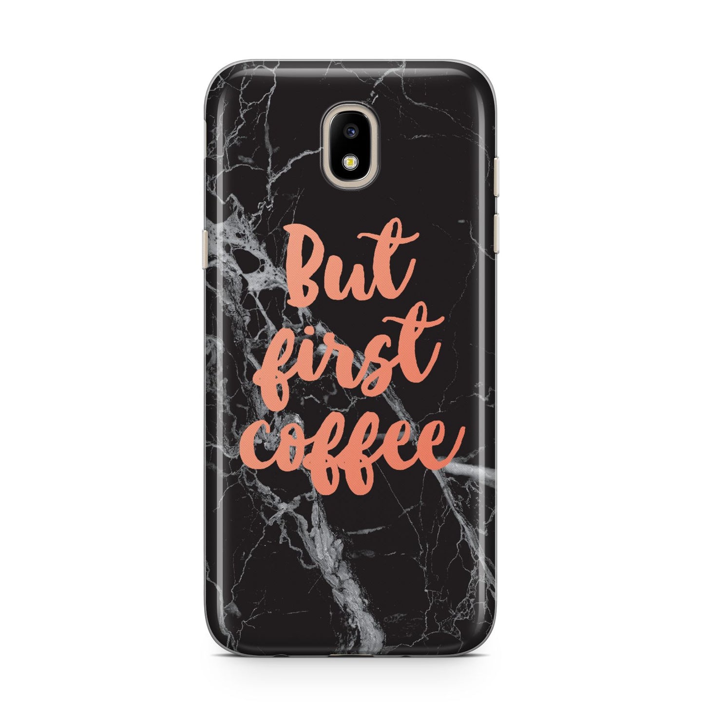 But First Coffee Black Marble Effect Samsung J5 2017 Case