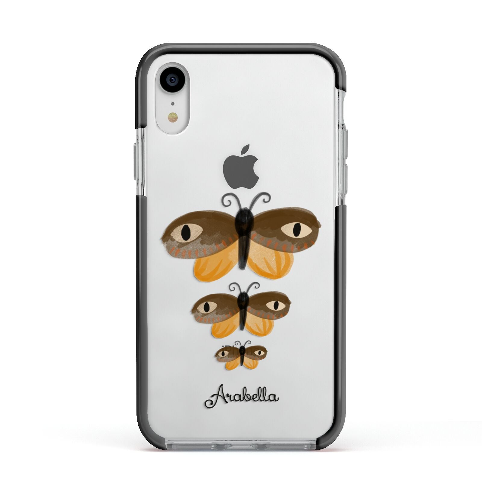 Butterfly Halloween Personalised Apple iPhone XR Impact Case Black Edge on Silver Phone