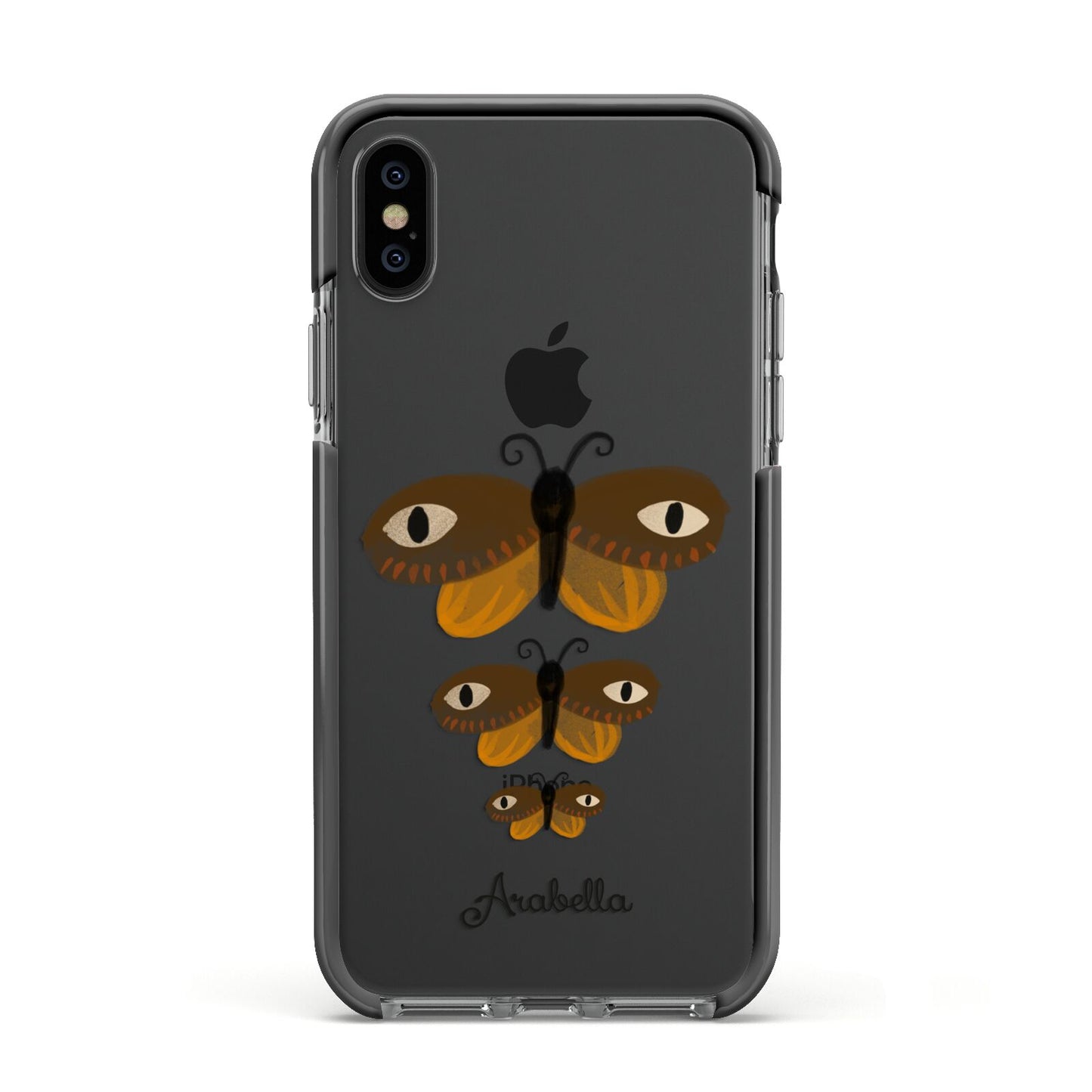 Butterfly Halloween Personalised Apple iPhone Xs Impact Case Black Edge on Black Phone