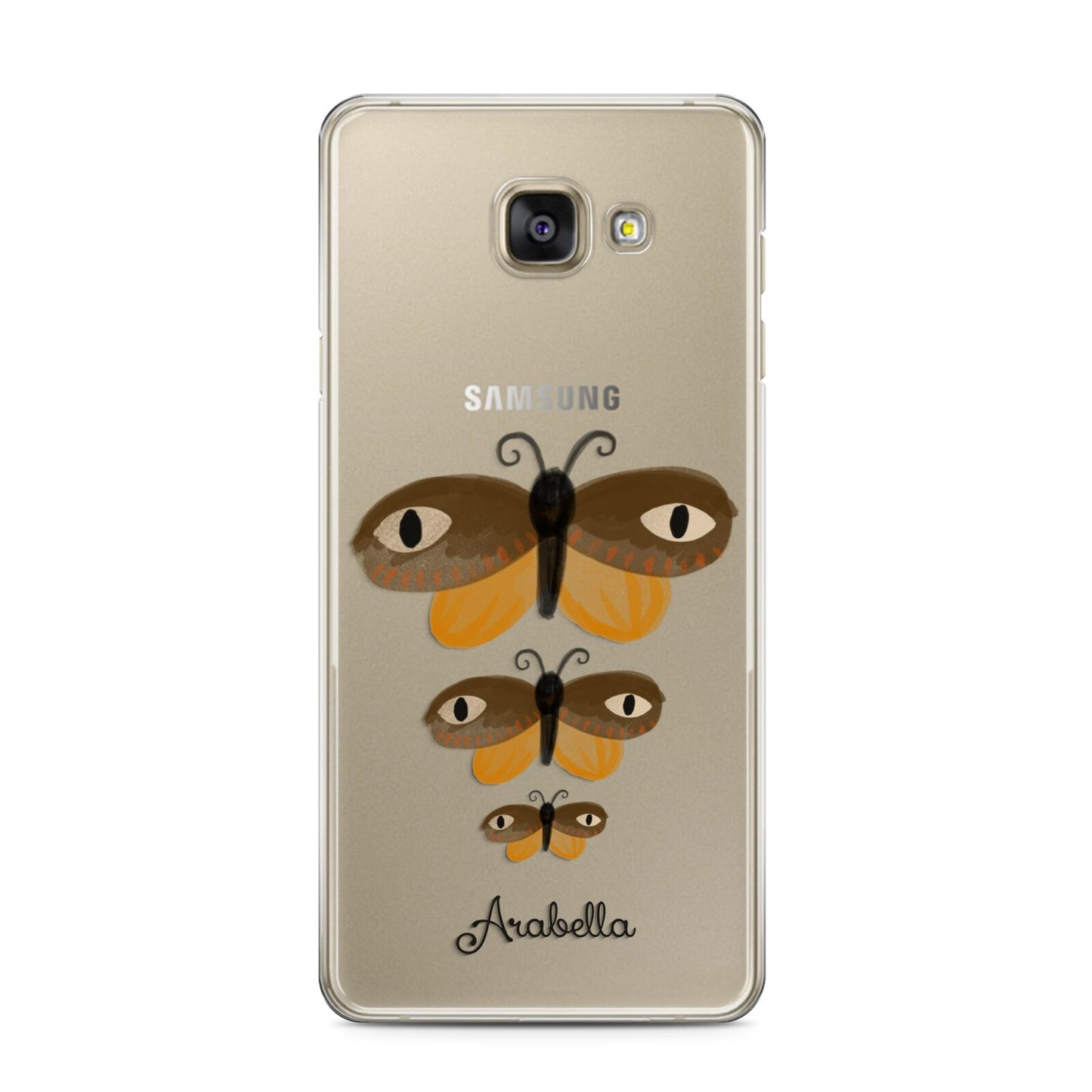 Butterfly Halloween Personalised Samsung Galaxy A3 2016 Case on gold phone