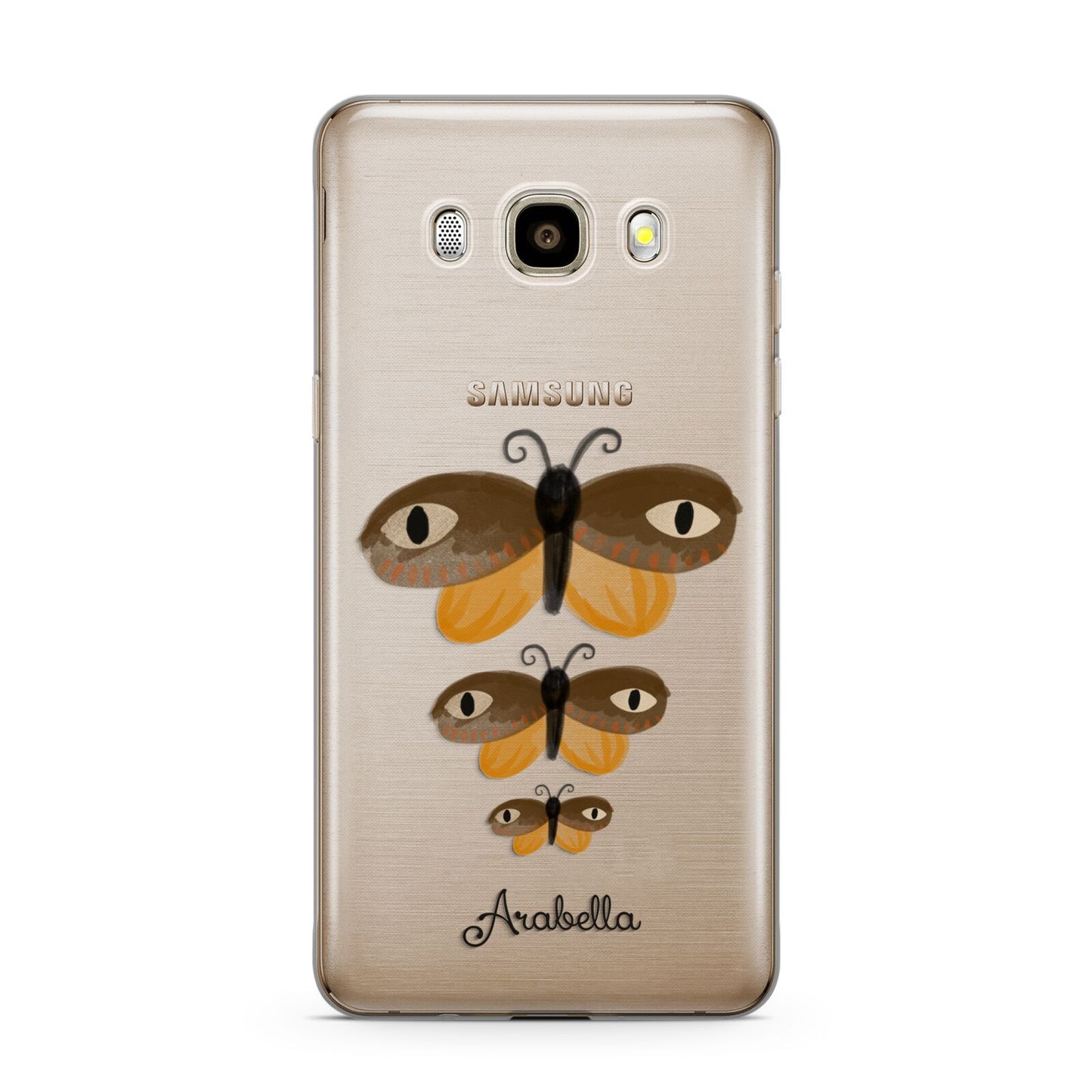 Butterfly Halloween Personalised Samsung Galaxy J7 2016 Case on gold phone