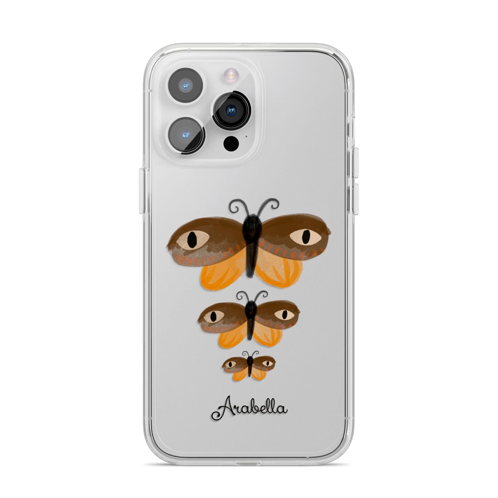 Butterfly Halloween Personalised iPhone 14 Pro Max Clear Tough Case Silver