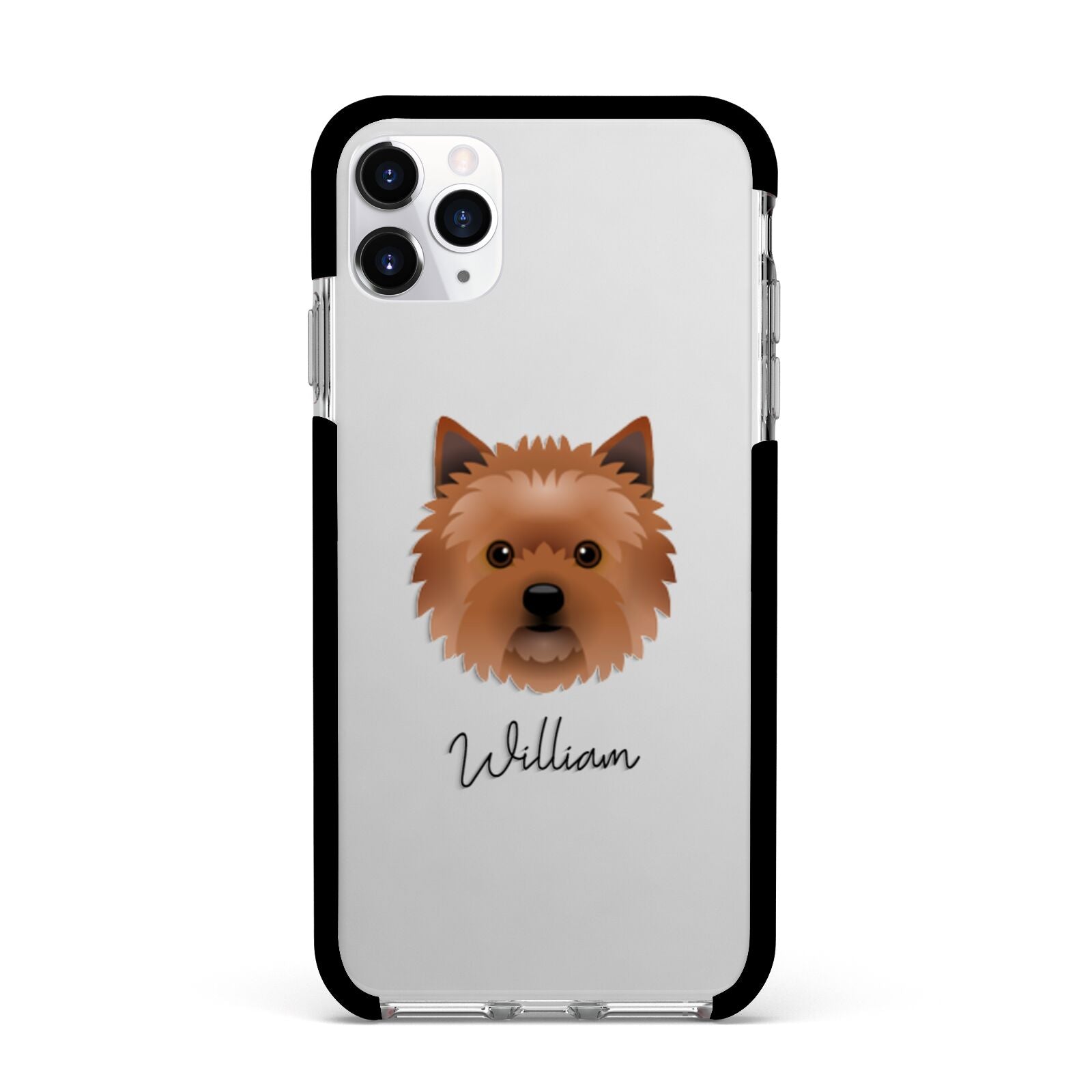 Cairn Terrier Personalised Apple iPhone 11 Pro Max in Silver with Black Impact Case