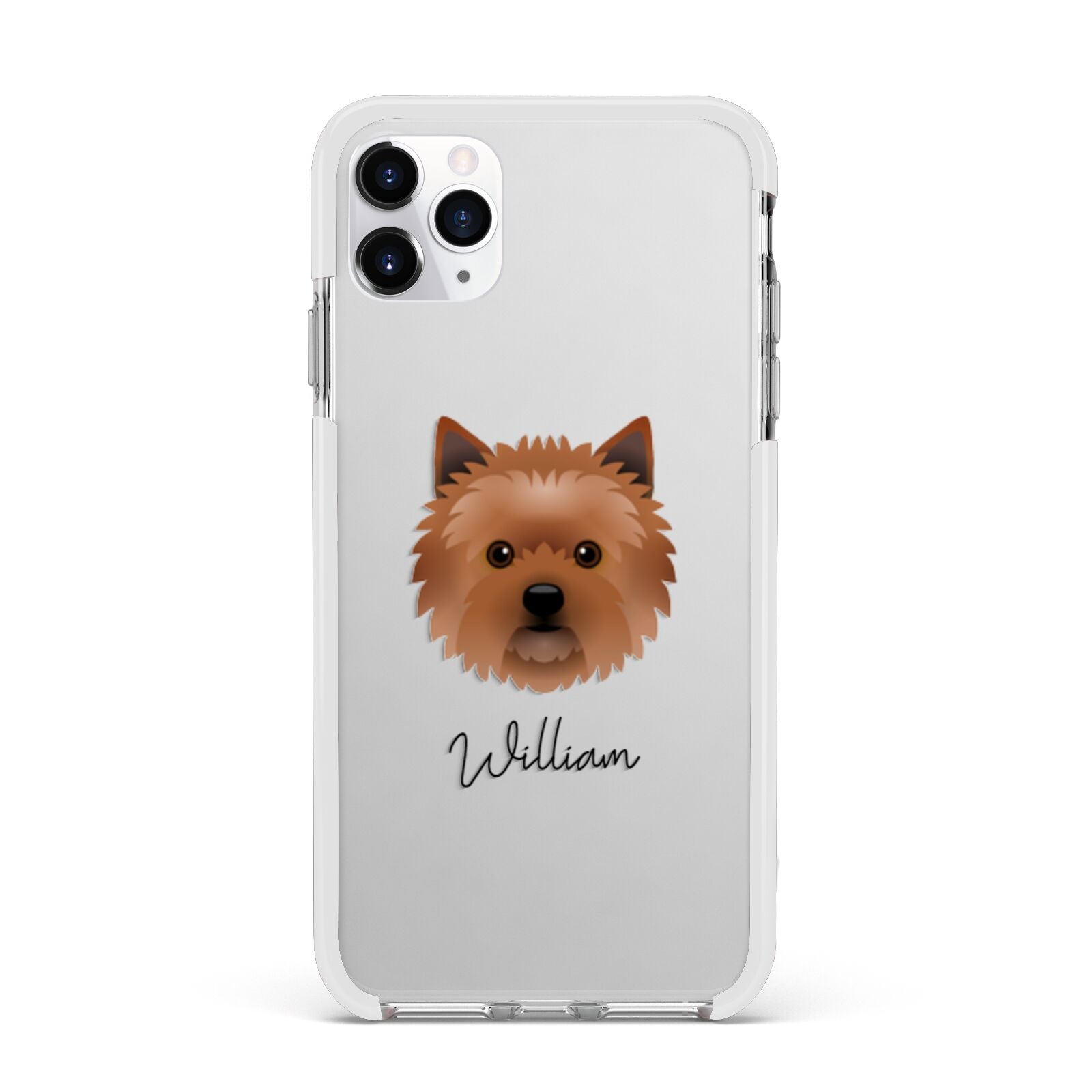 Cairn Terrier Personalised Apple iPhone 11 Pro Max in Silver with White Impact Case