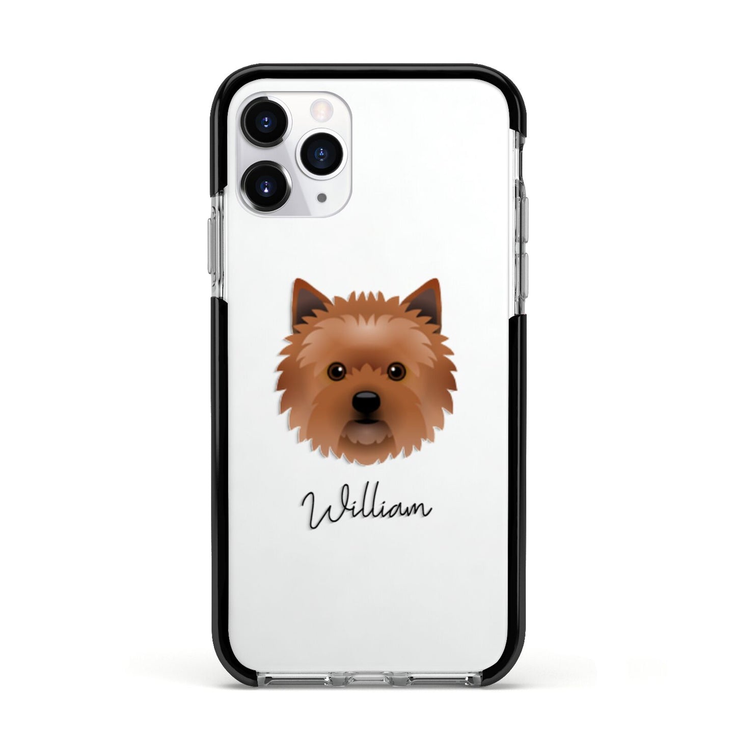 Cairn Terrier Personalised Apple iPhone 11 Pro in Silver with Black Impact Case