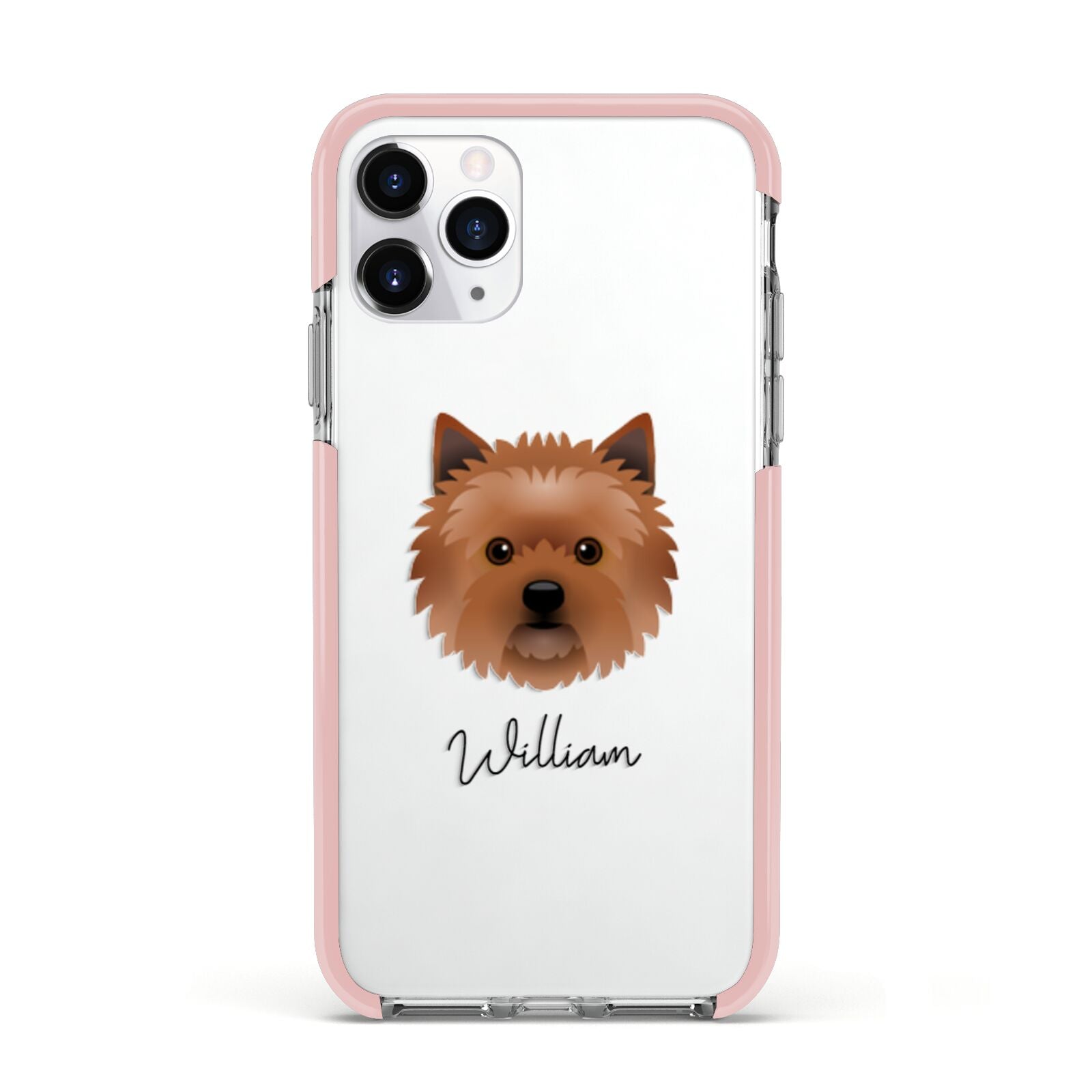 Cairn Terrier Personalised Apple iPhone 11 Pro in Silver with Pink Impact Case