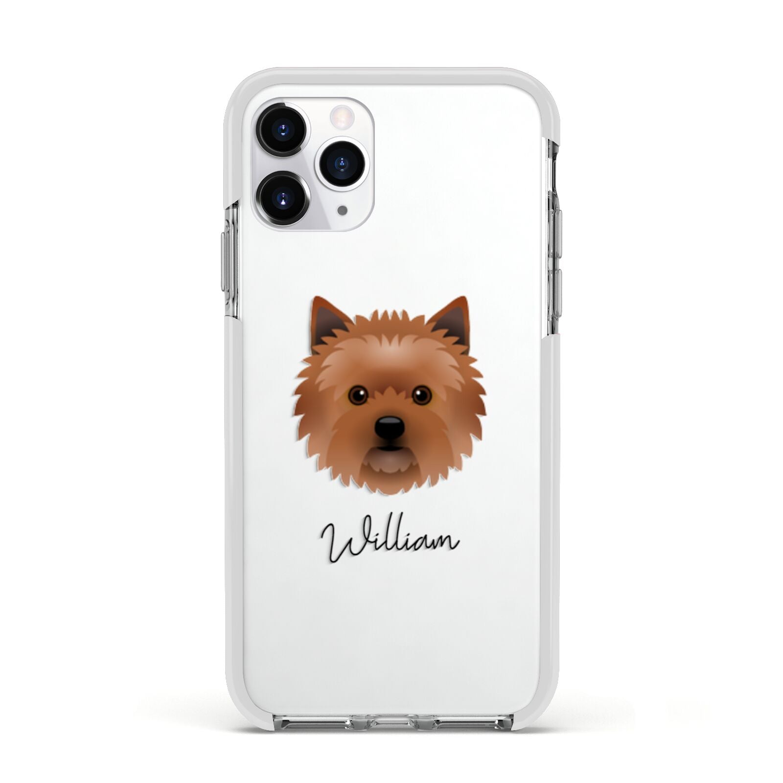 Cairn Terrier Personalised Apple iPhone 11 Pro in Silver with White Impact Case