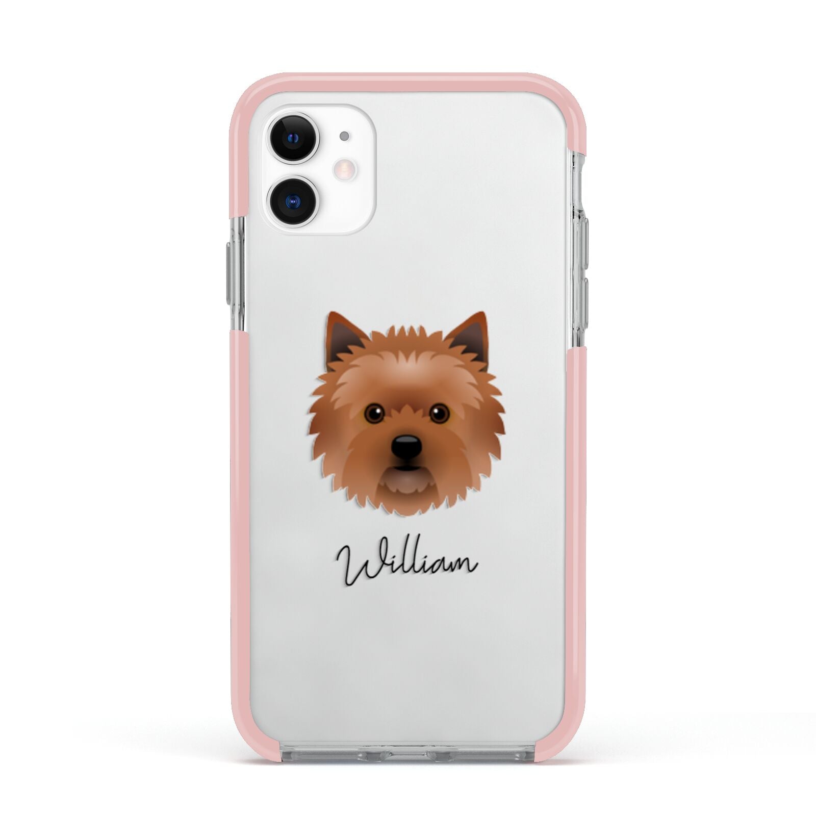 Cairn Terrier Personalised Apple iPhone 11 in White with Pink Impact Case