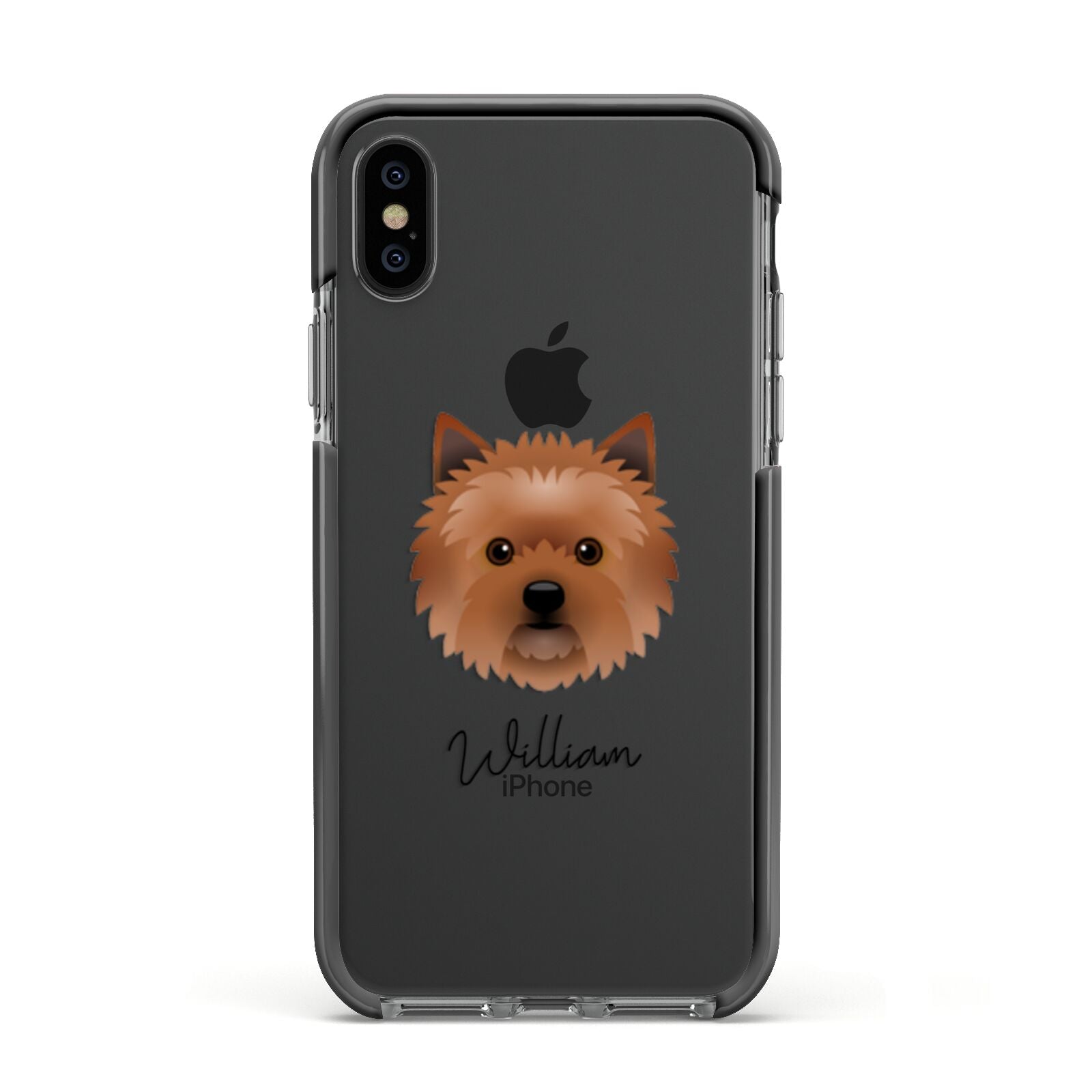 Cairn Terrier Personalised Apple iPhone Xs Impact Case Black Edge on Black Phone