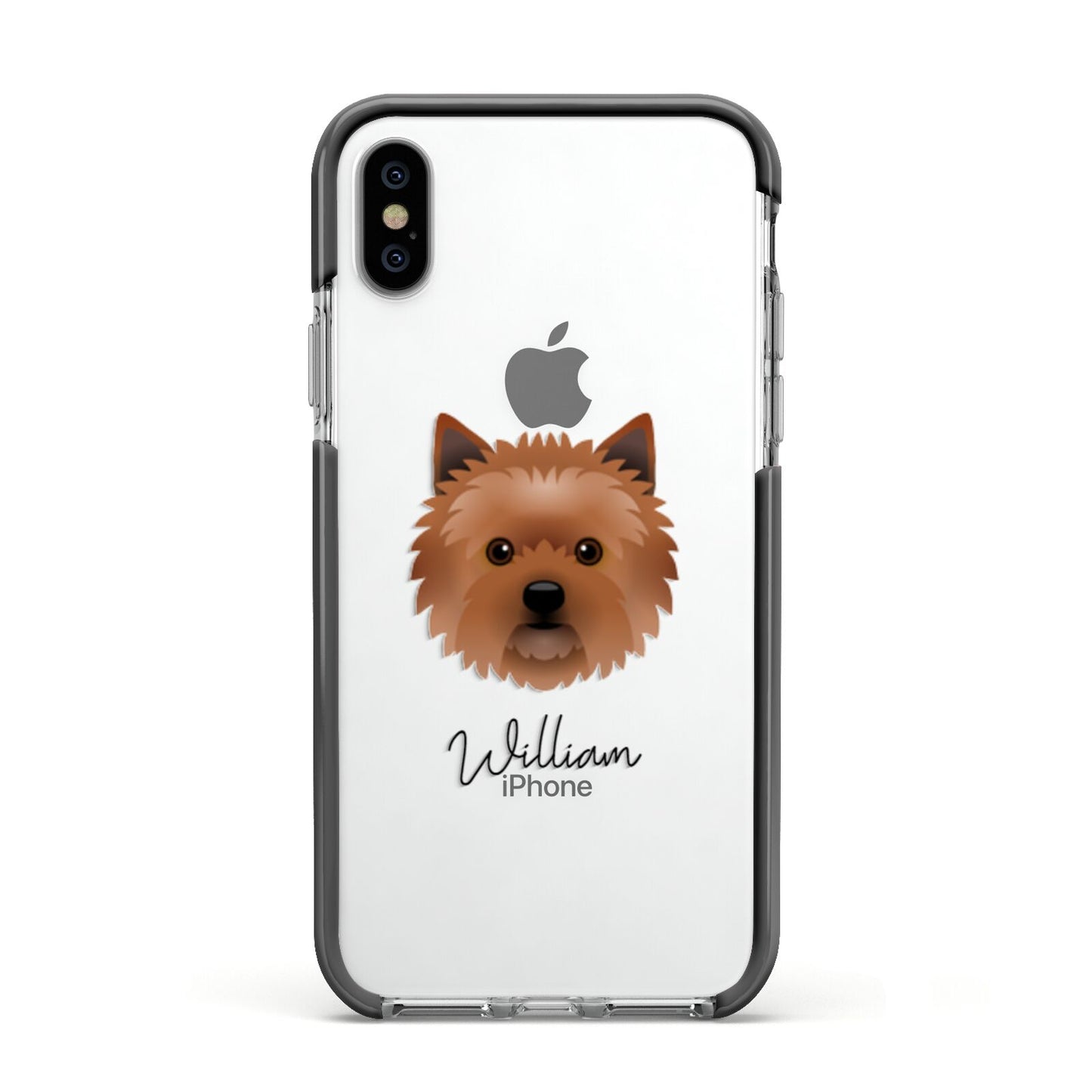 Cairn Terrier Personalised Apple iPhone Xs Impact Case Black Edge on Silver Phone