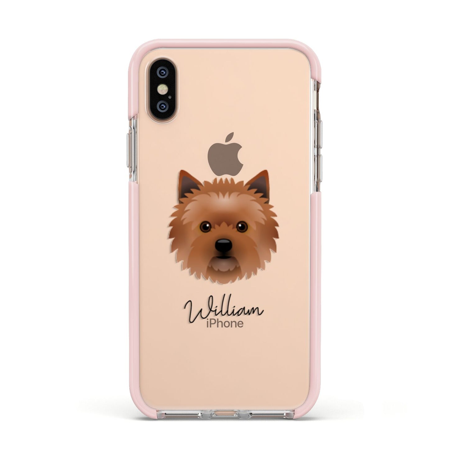 Cairn Terrier Personalised Apple iPhone Xs Impact Case Pink Edge on Gold Phone