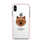 Cairn Terrier Personalised Apple iPhone Xs Impact Case Pink Edge on Silver Phone