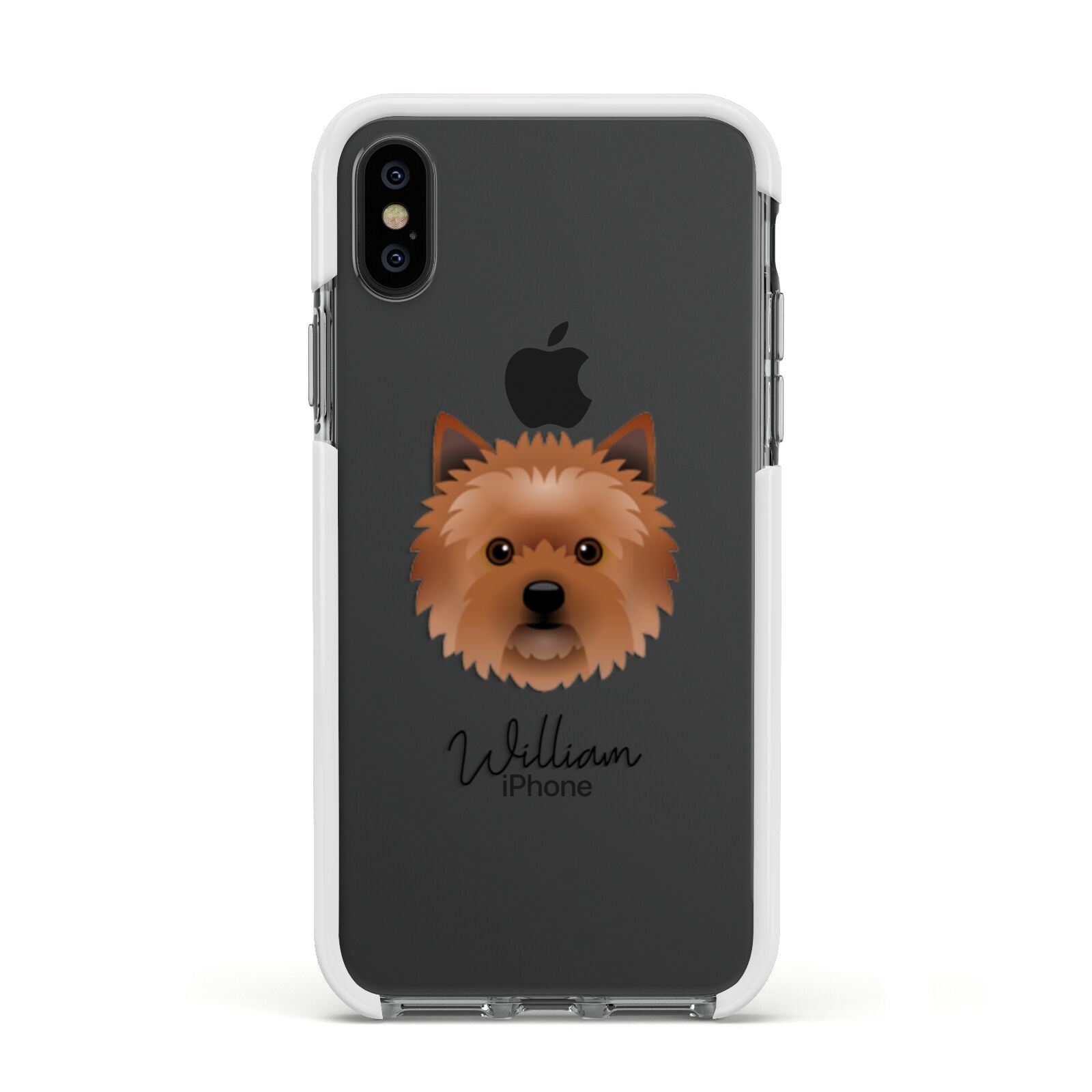 Cairn Terrier Personalised Apple iPhone Xs Impact Case White Edge on Black Phone