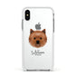 Cairn Terrier Personalised Apple iPhone Xs Impact Case White Edge on Silver Phone