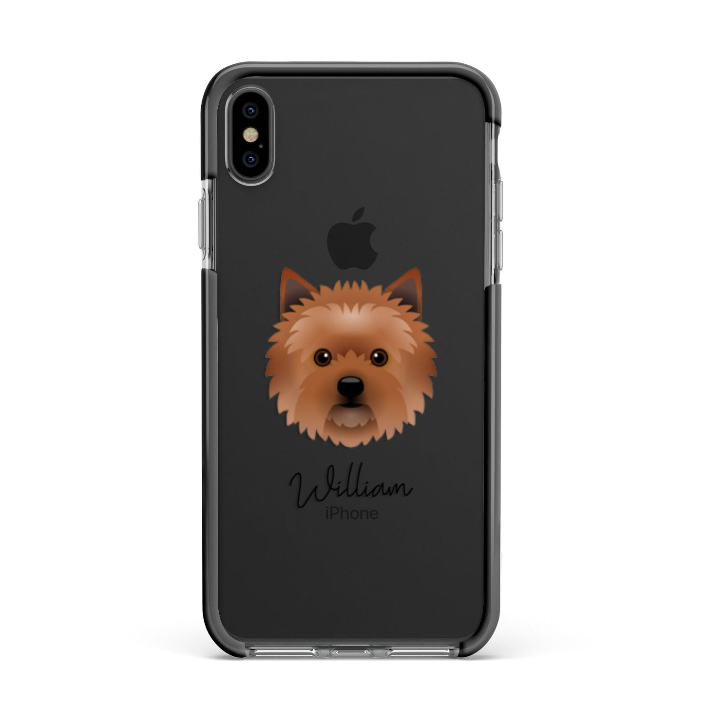 Cairn Terrier Personalised Apple iPhone Xs Max Impact Case Black Edge on Black Phone