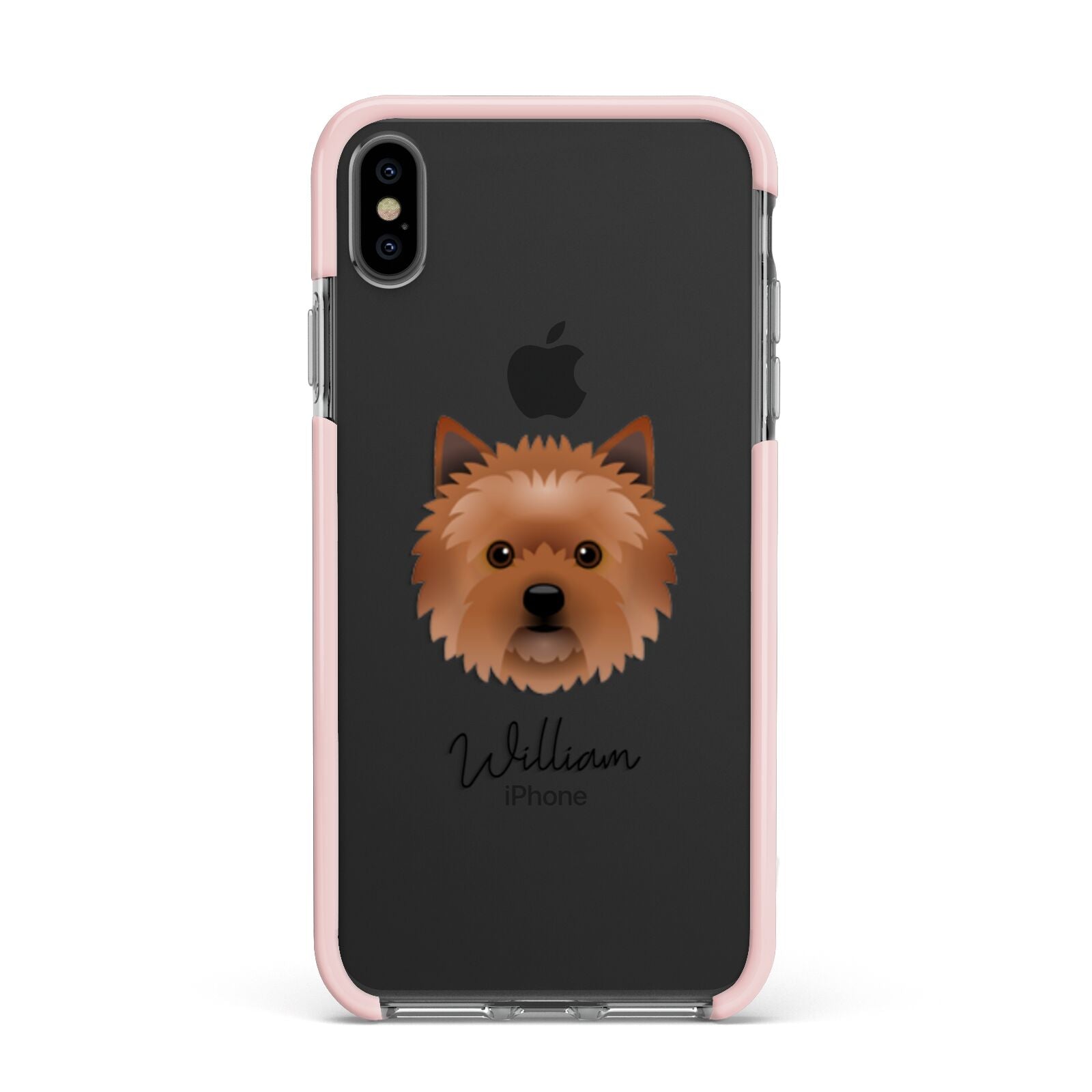 Cairn Terrier Personalised Apple iPhone Xs Max Impact Case Pink Edge on Black Phone