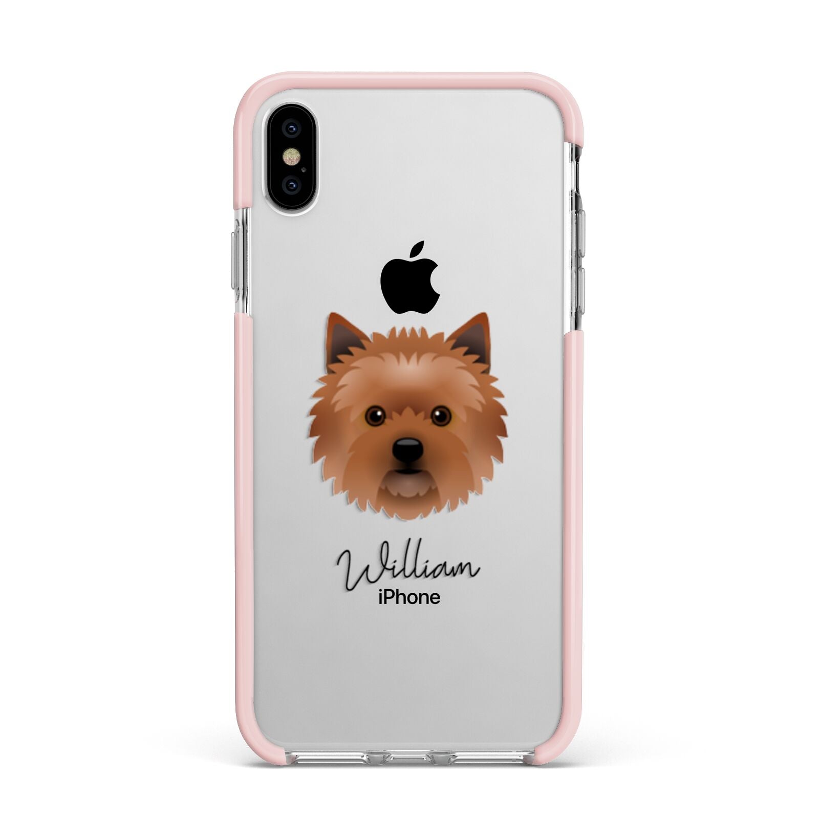 Cairn Terrier Personalised Apple iPhone Xs Max Impact Case Pink Edge on Silver Phone