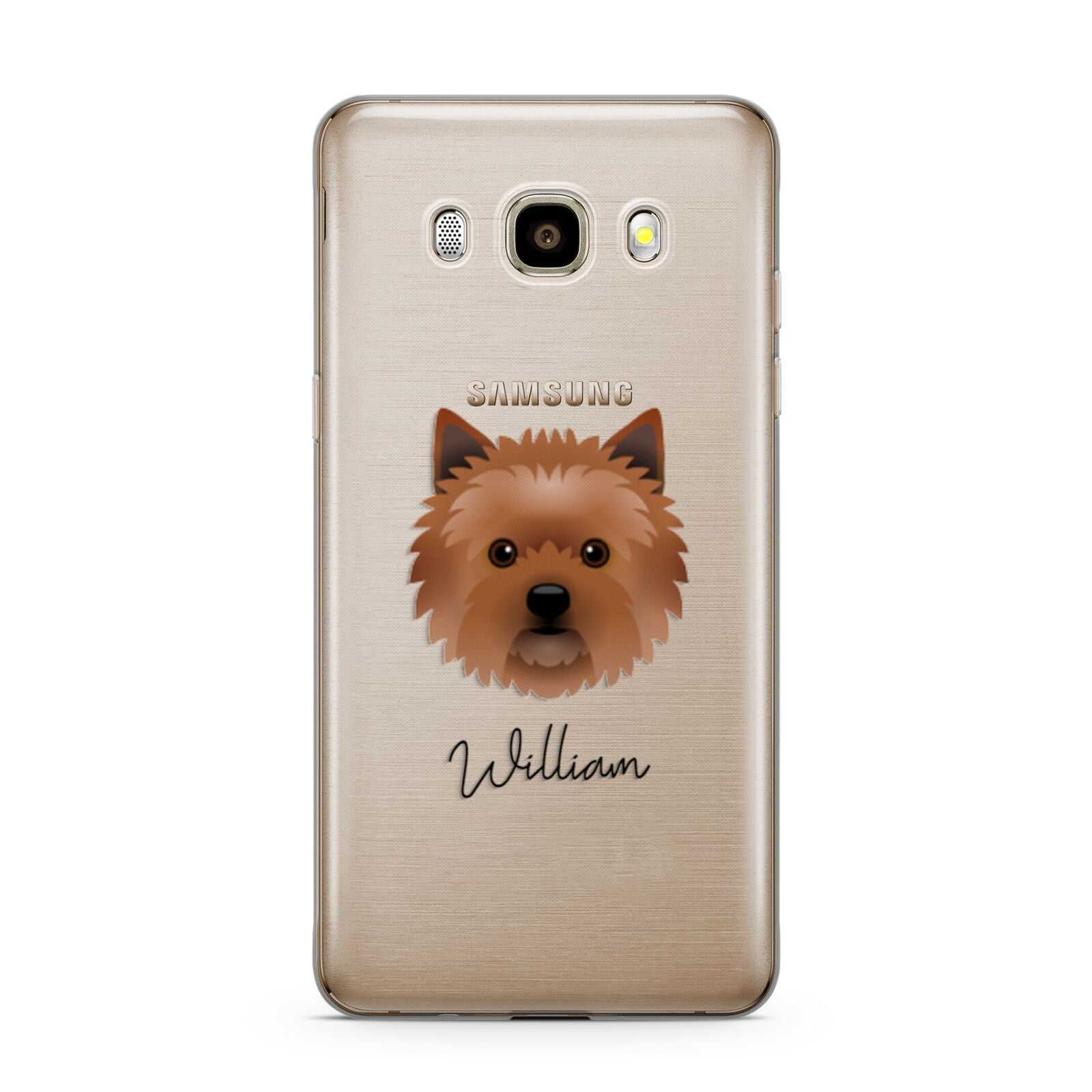 Cairn Terrier Personalised Samsung Galaxy J7 2016 Case on gold phone