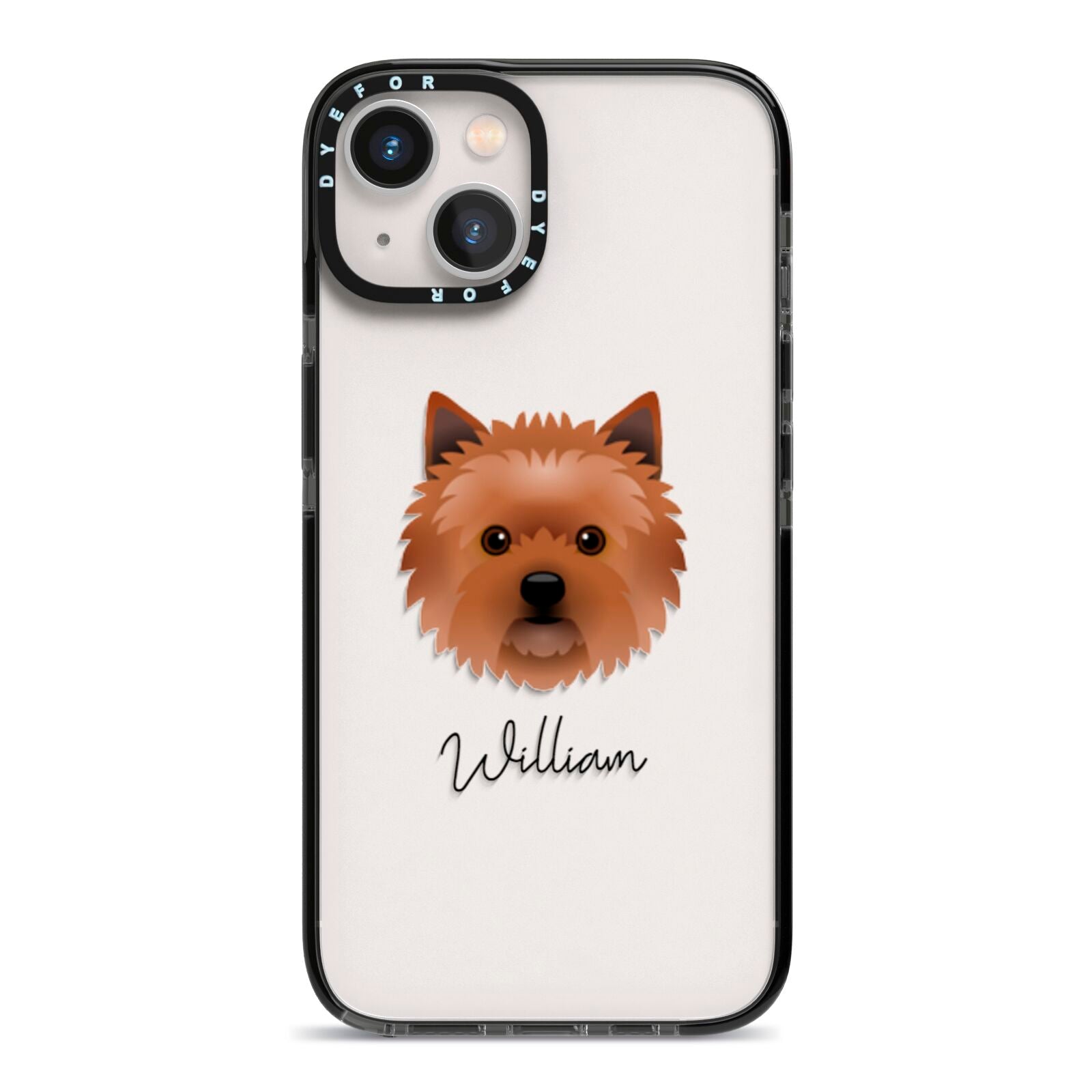Cairn Terrier Personalised iPhone 13 Black Impact Case on Silver phone