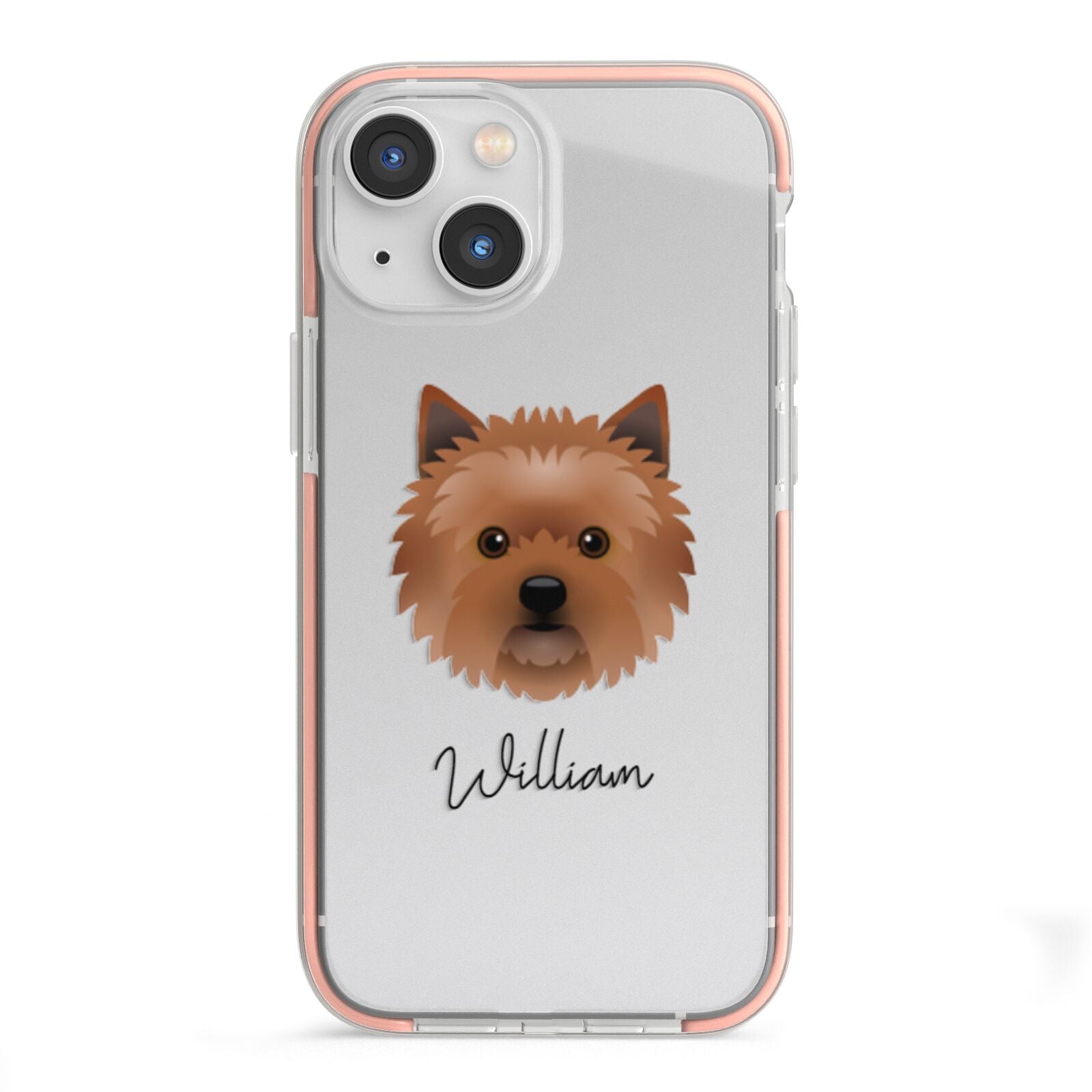 Cairn Terrier Personalised iPhone 13 Mini TPU Impact Case with Pink Edges