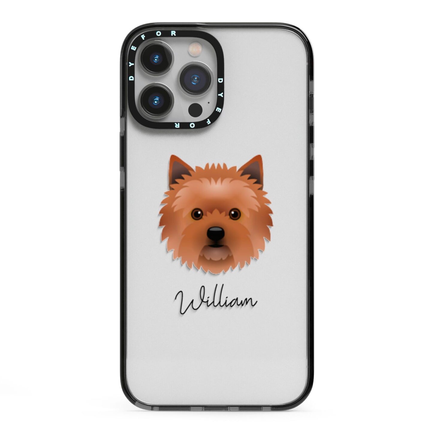 Cairn Terrier Personalised iPhone 13 Pro Max Black Impact Case on Silver phone