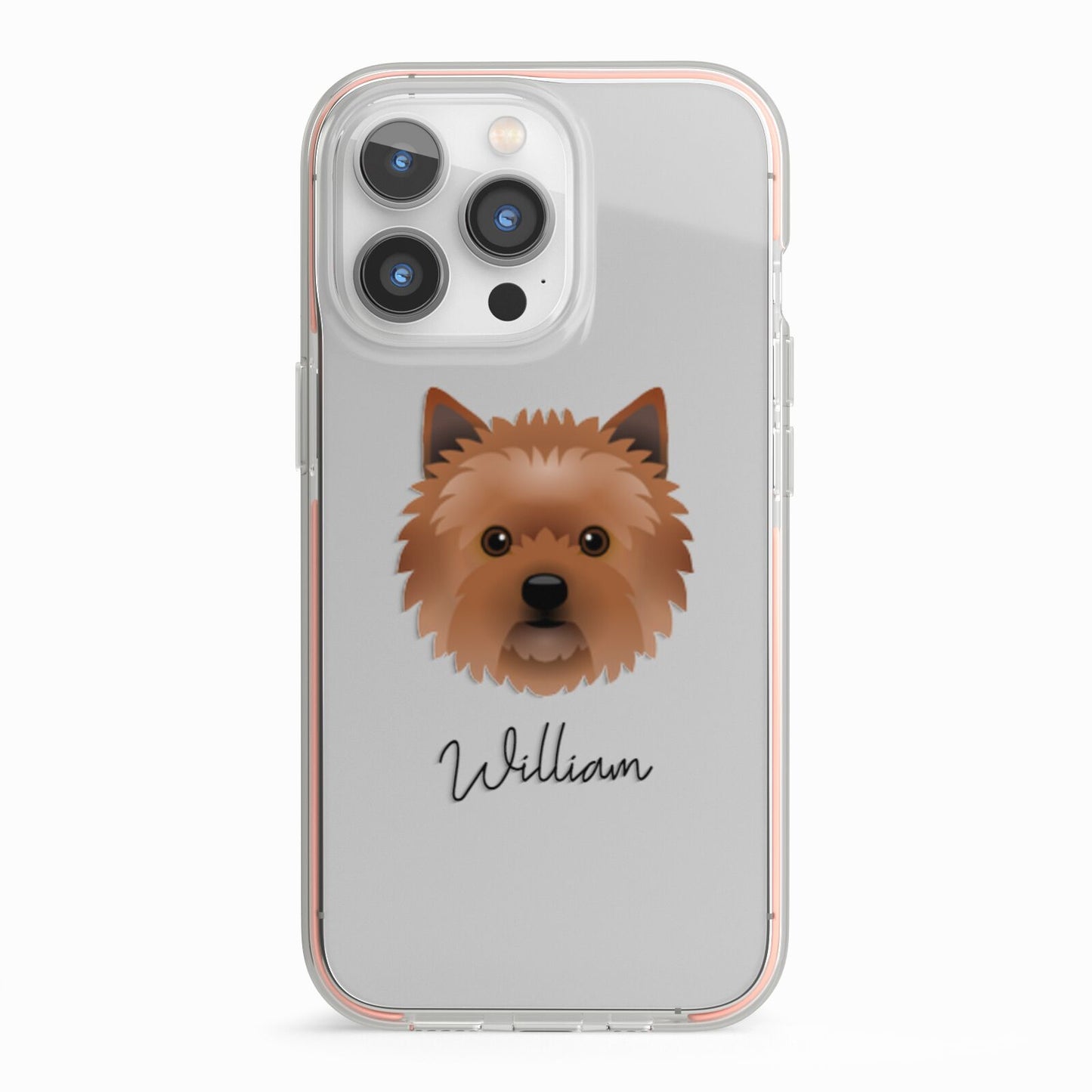 Cairn Terrier Personalised iPhone 13 Pro TPU Impact Case with Pink Edges