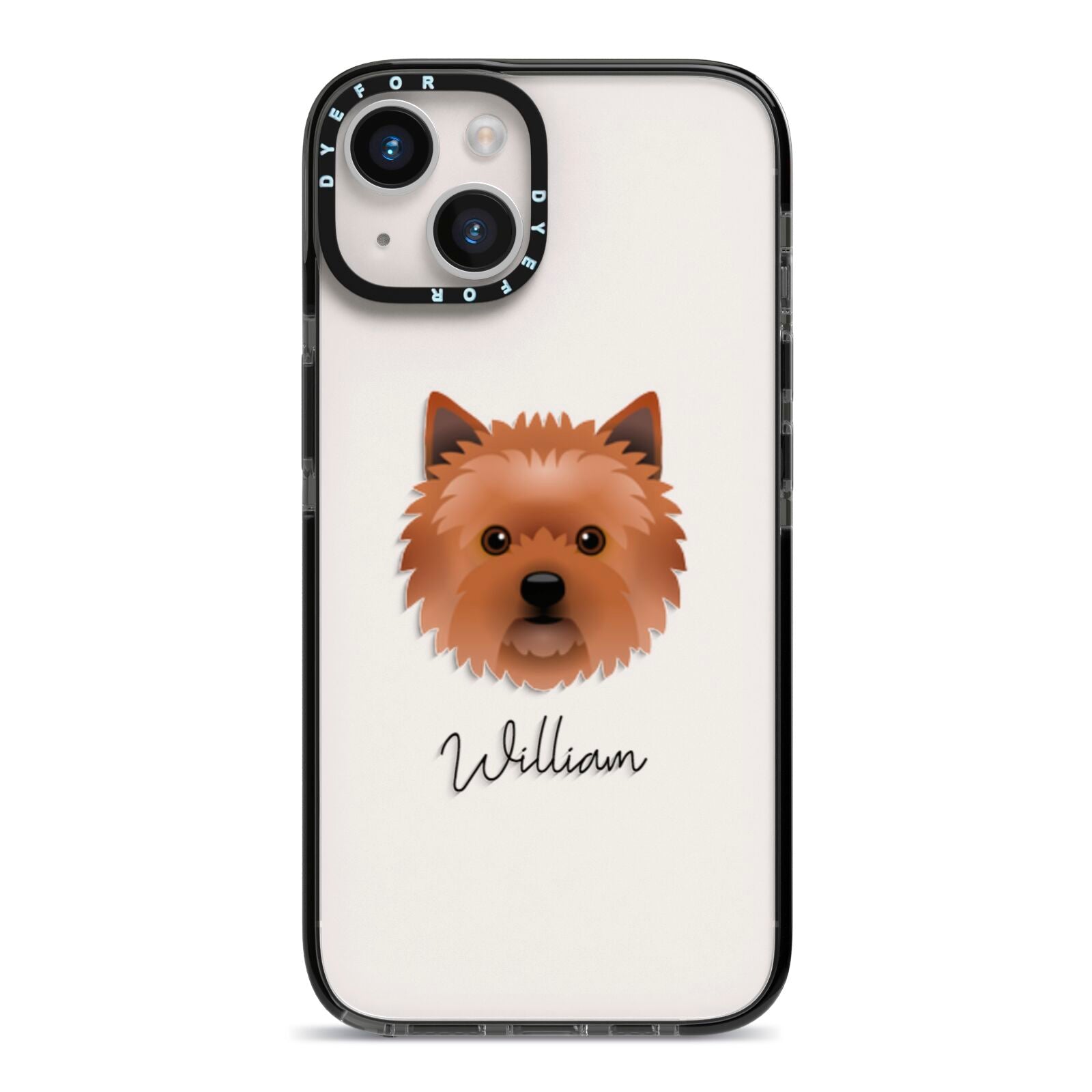 Cairn Terrier Personalised iPhone 14 Black Impact Case on Silver phone