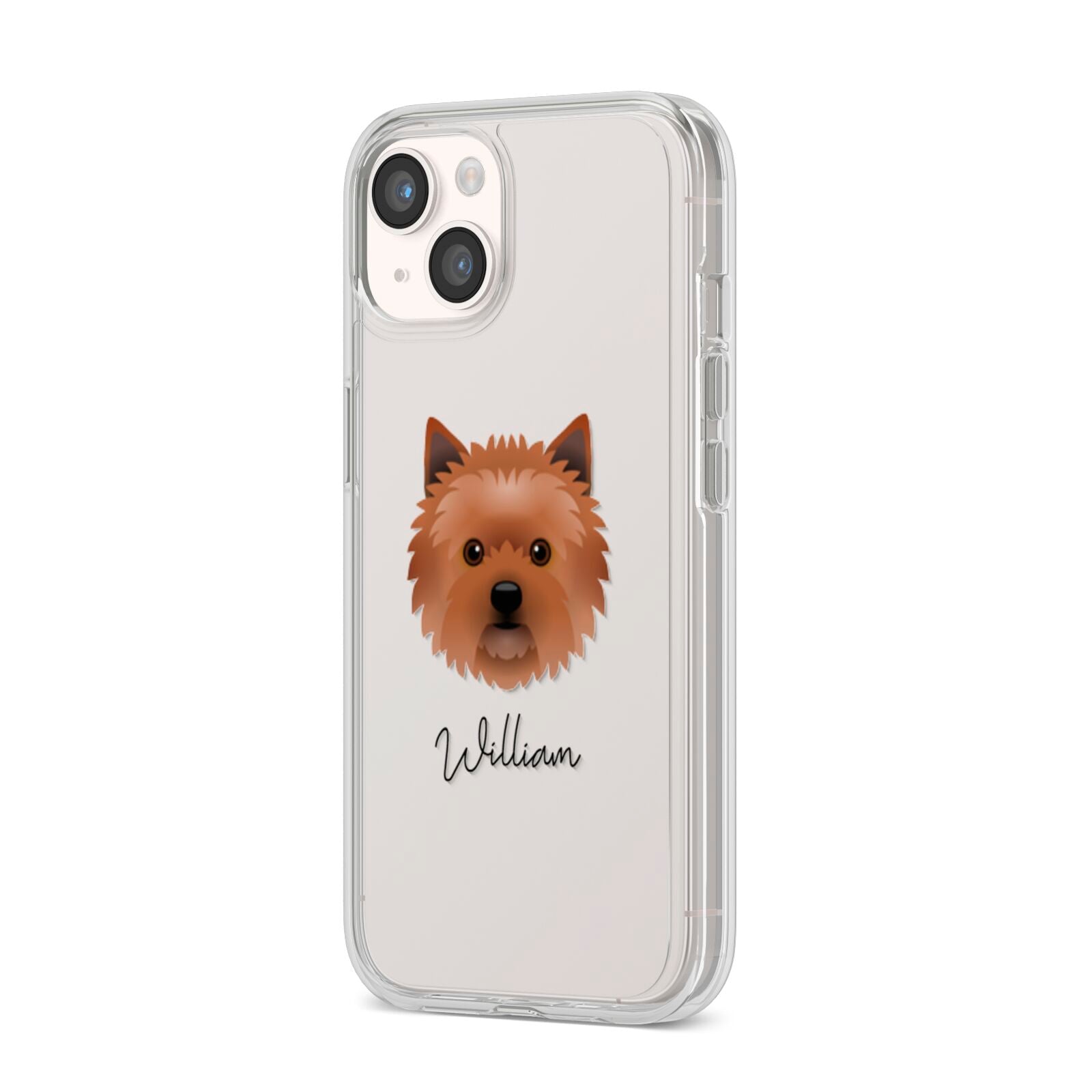 Cairn Terrier Personalised iPhone 14 Clear Tough Case Starlight Angled Image